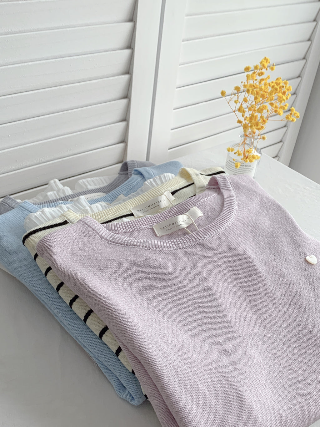 HELLO MILK TEE- 86538  花邊短袖