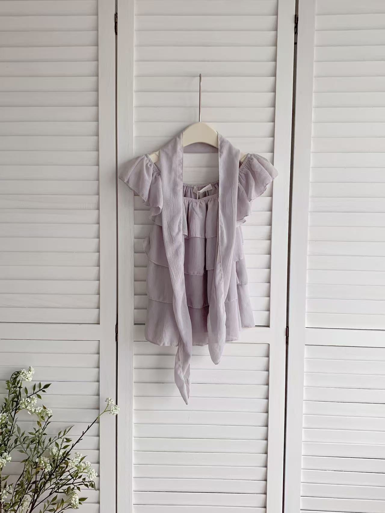 HELLO MILK TEE- 86467  荷葉邊小衫