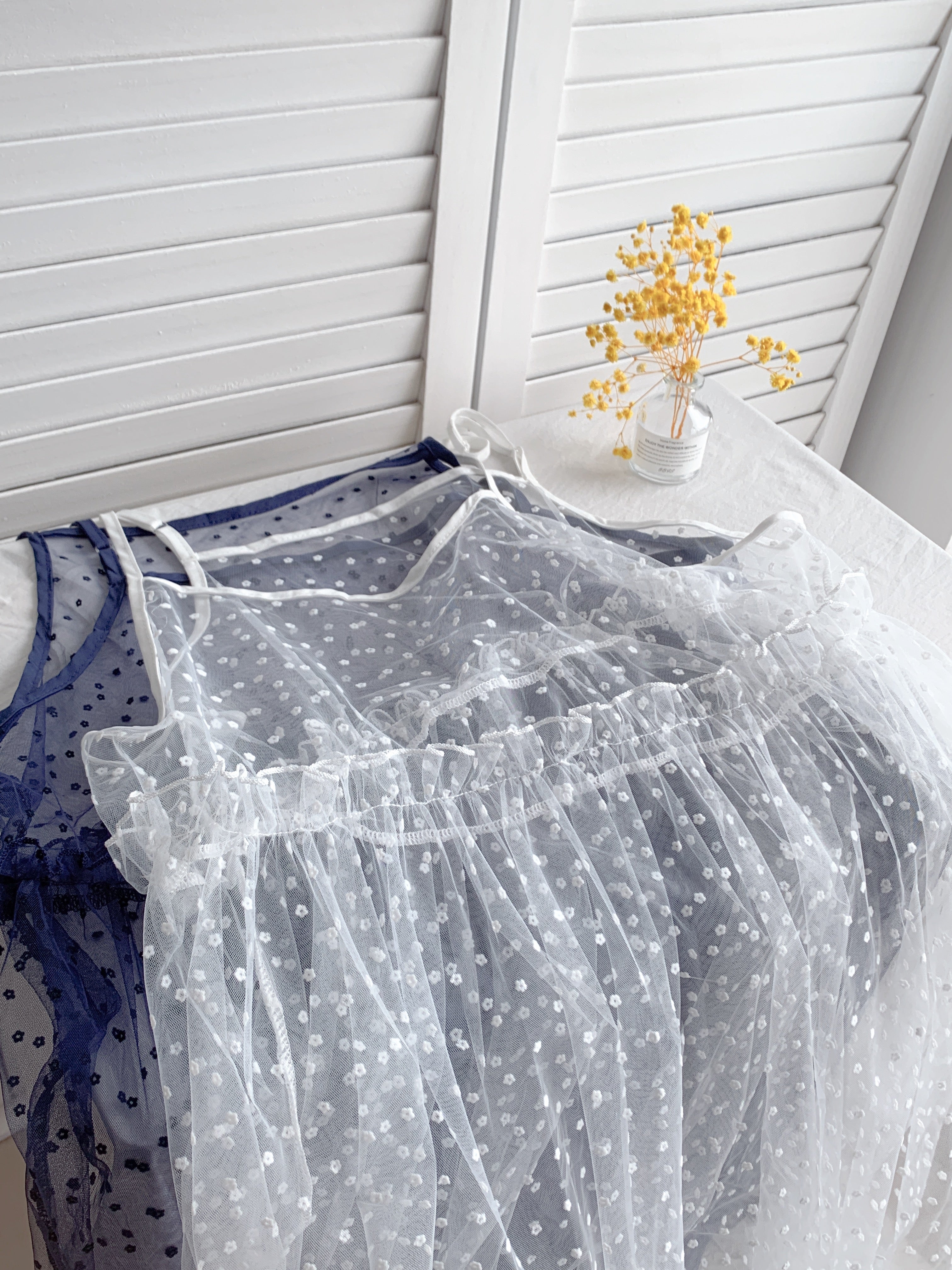 HELLO MILK TEE- 86593 花點透紗罩裙連衣裙