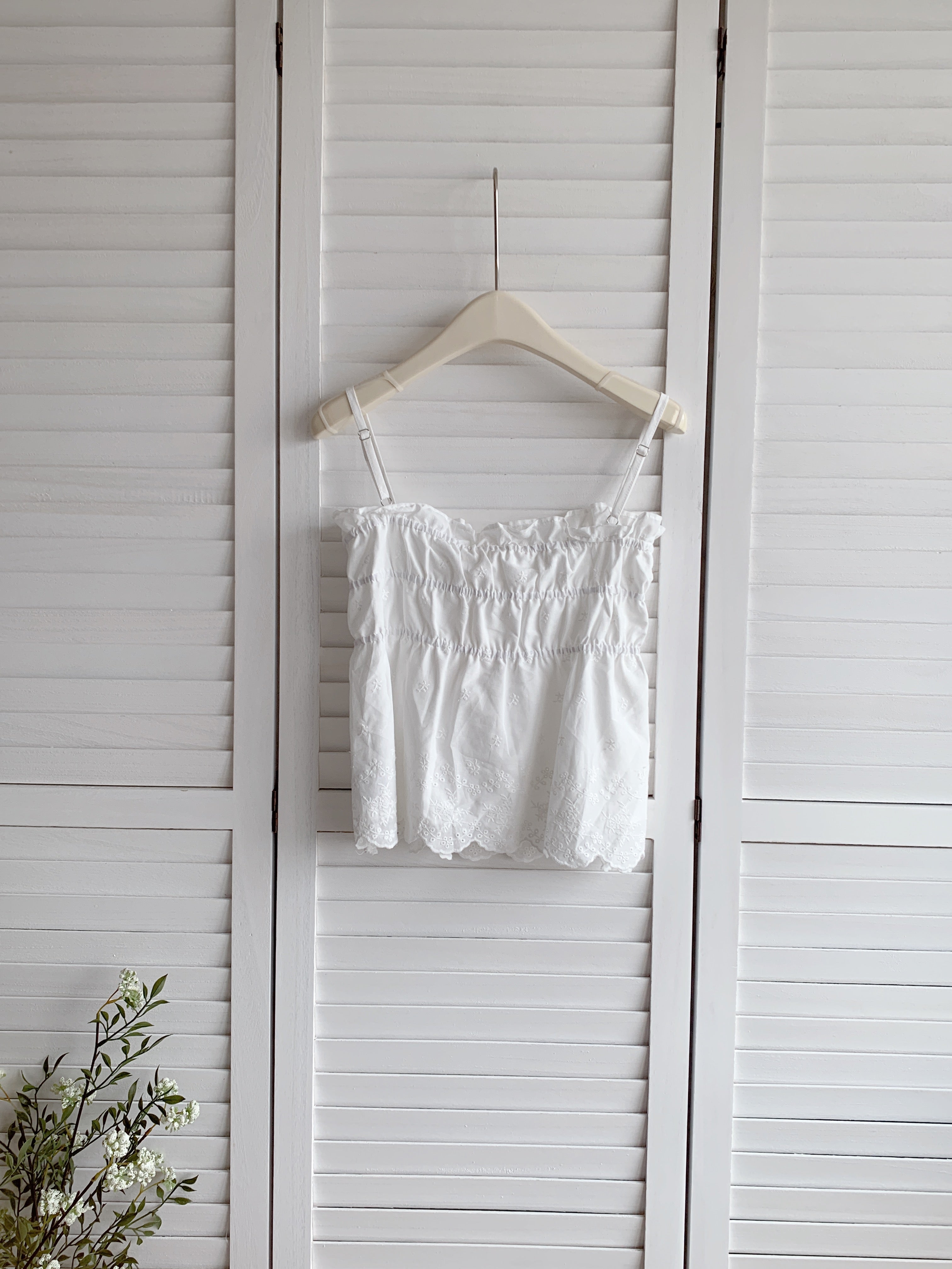 HELLO MILK TEE- 86576  刺繡吊帶衫