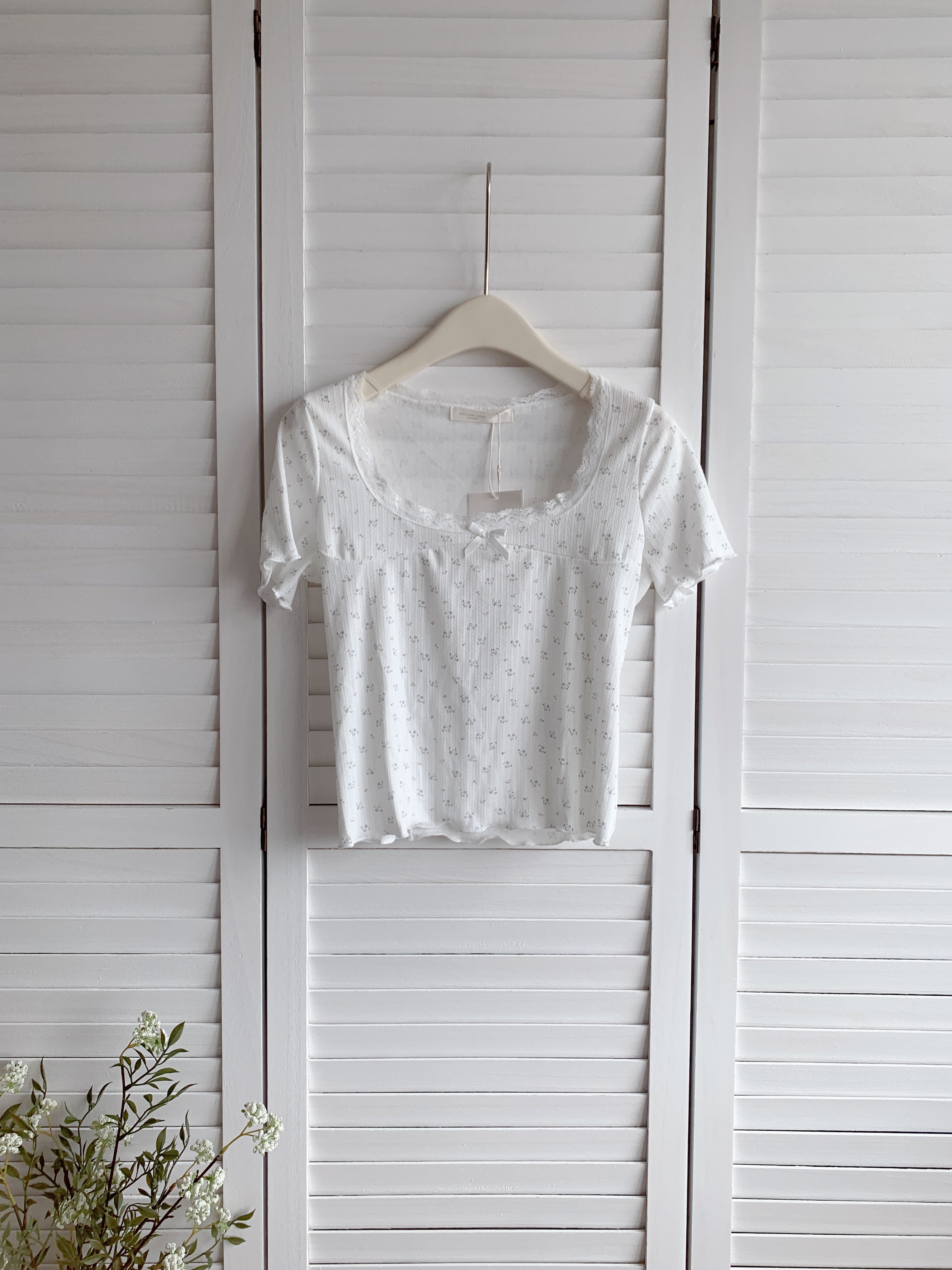 HELLO MILK TEE- 86583  方領上衣