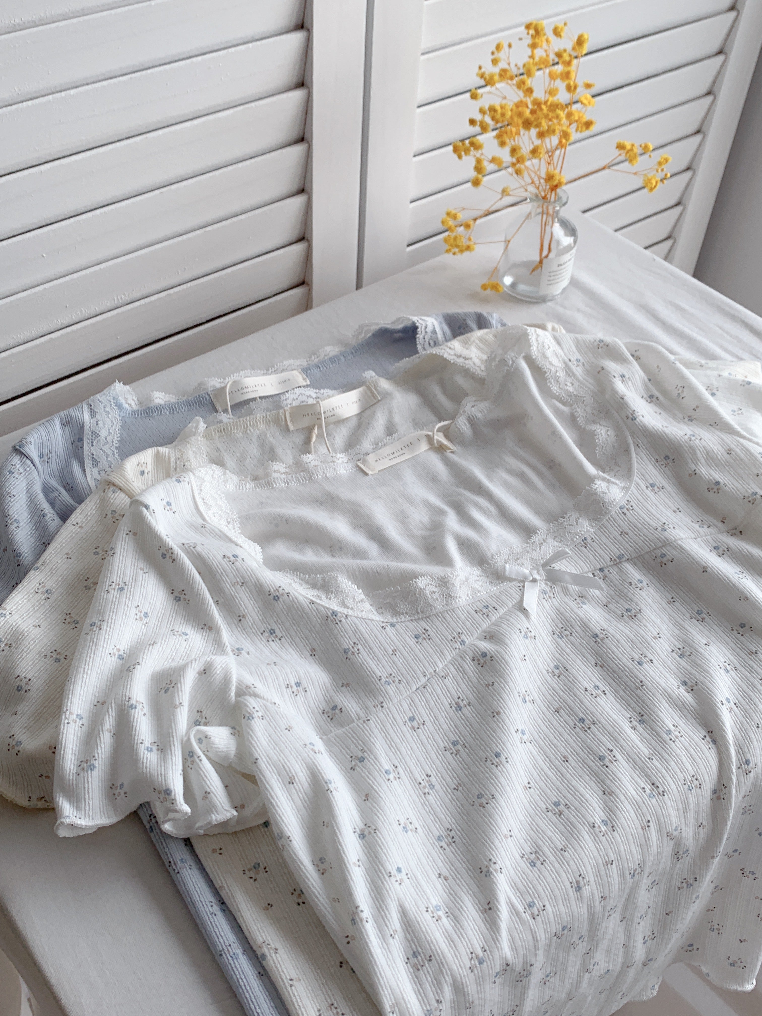 HELLO MILK TEE- 86583  方領上衣