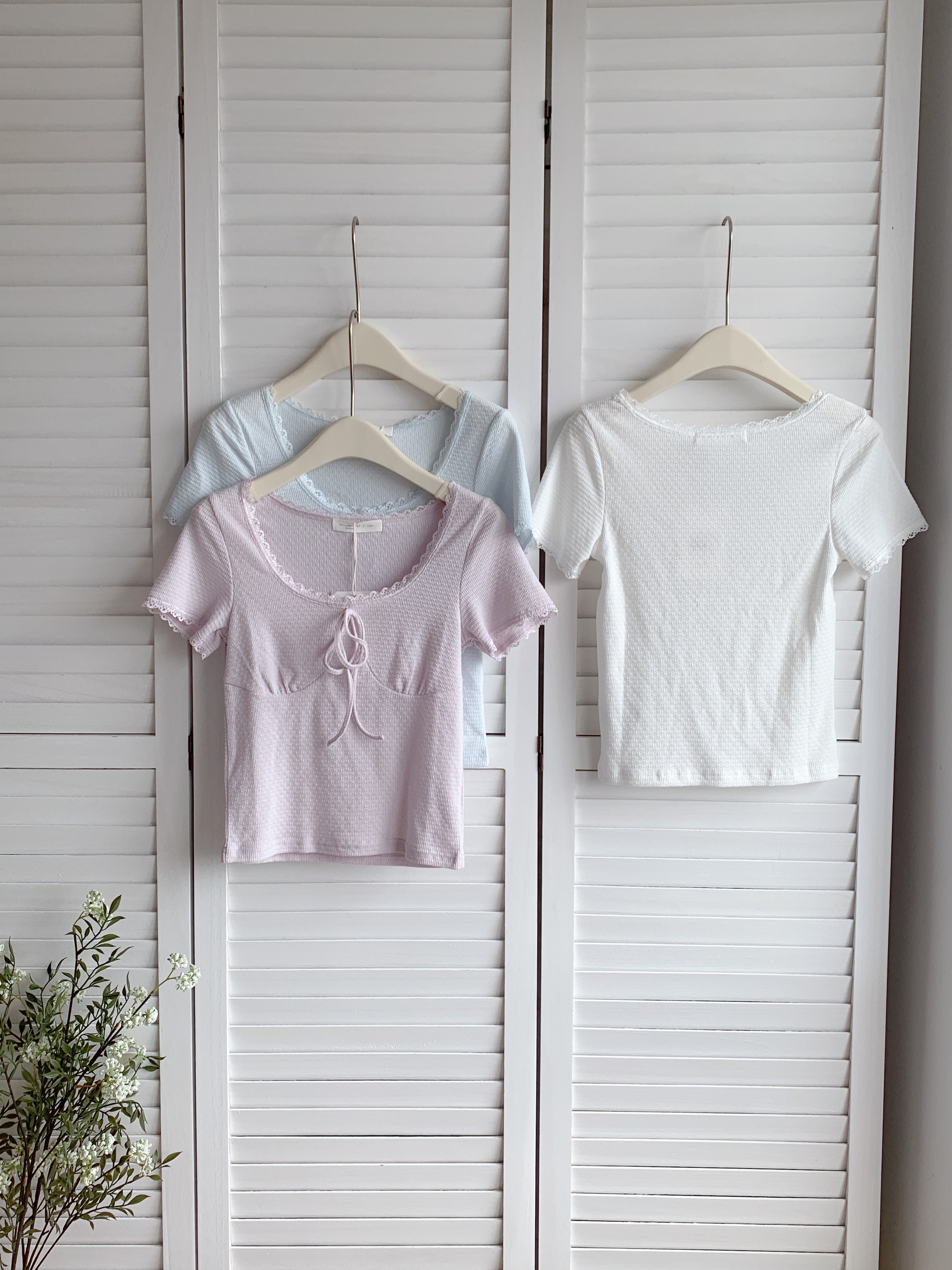 HELLO MILK TEE- 86632  綁帶上衣