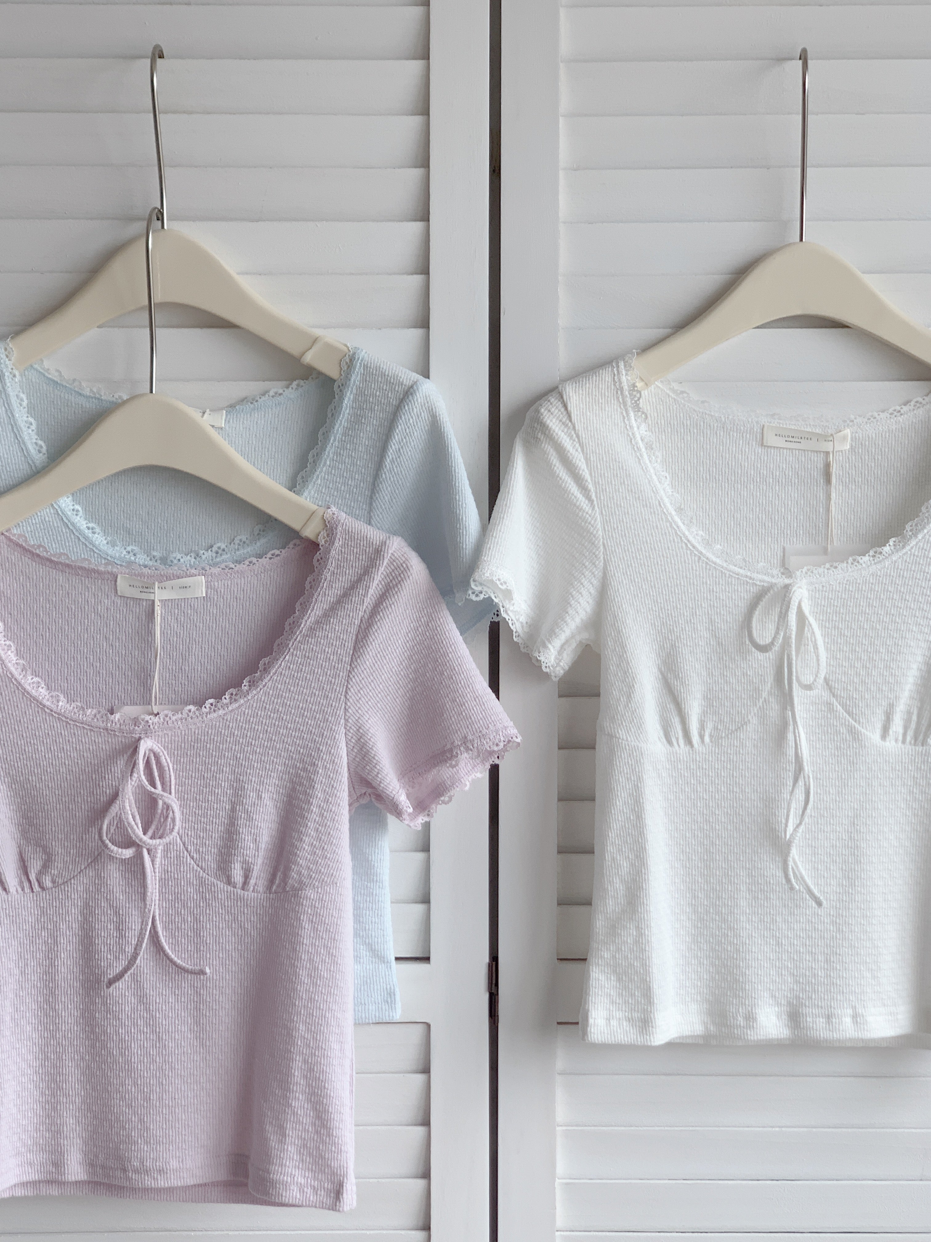 HELLO MILK TEE- 86632  綁帶上衣