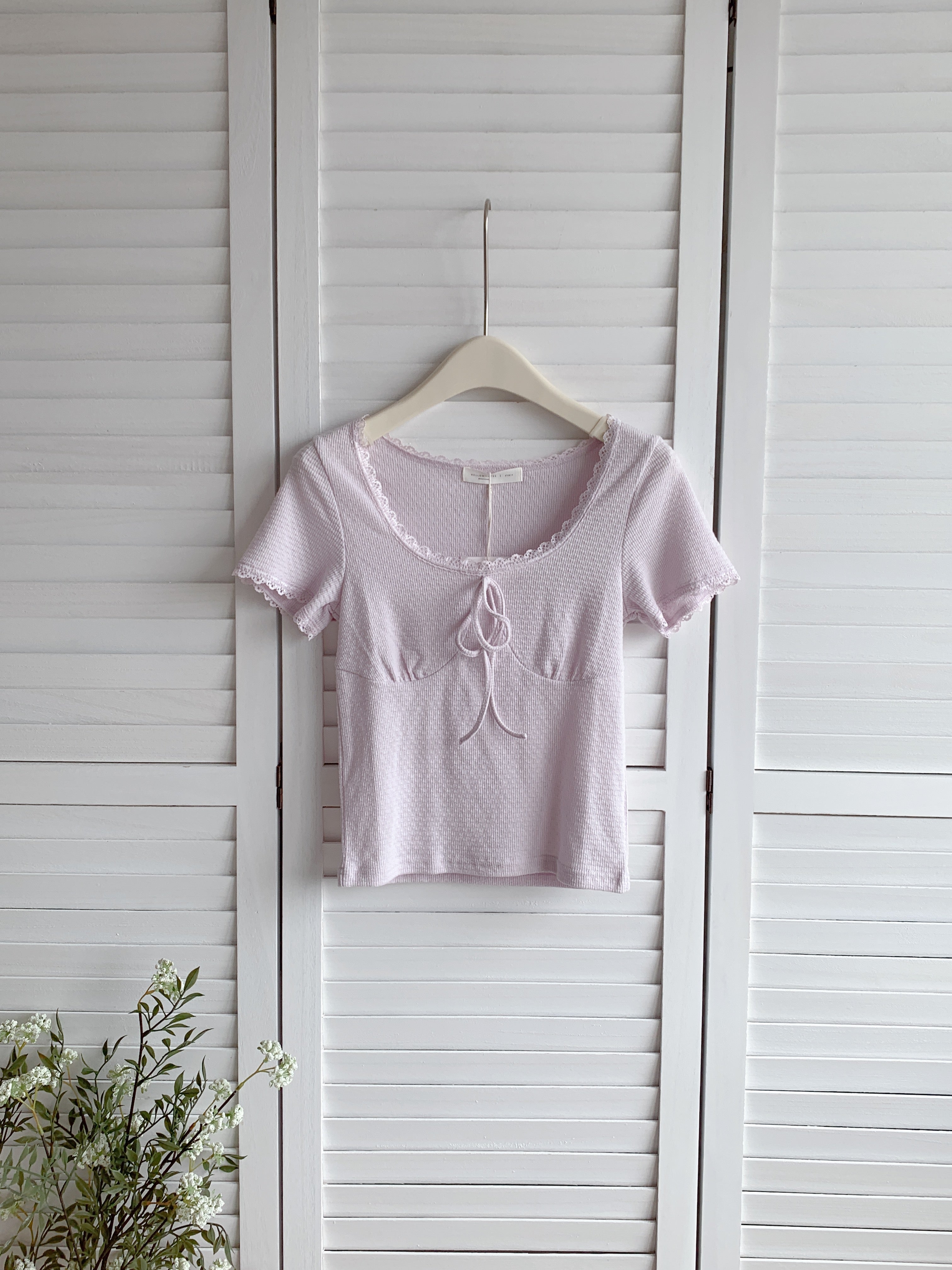HELLO MILK TEE- 86632  綁帶上衣