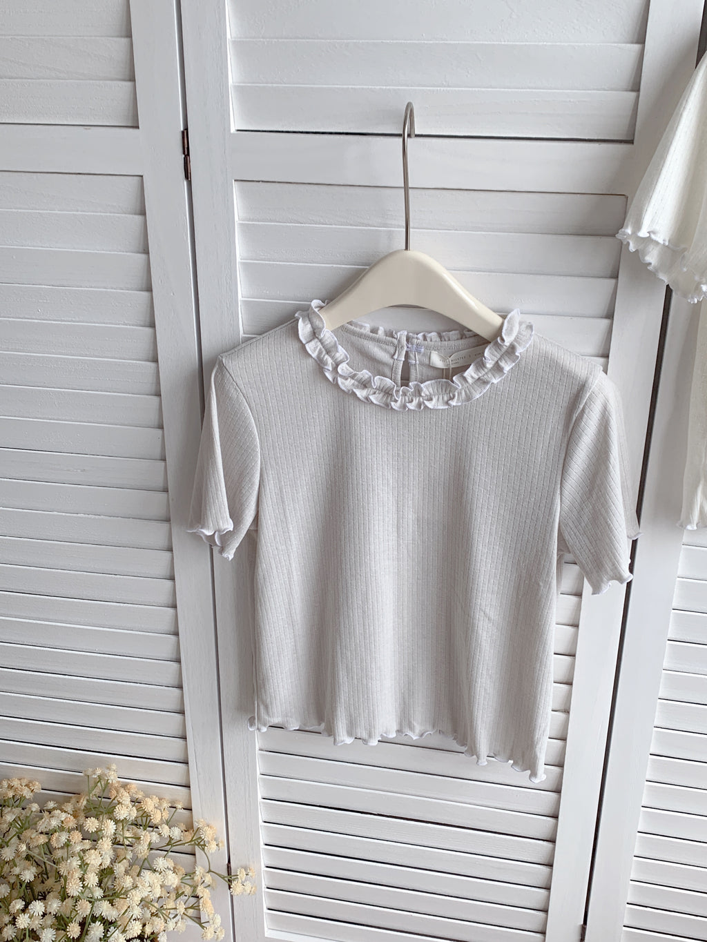 HELLO MILK TEE- 86647   花邊上衣