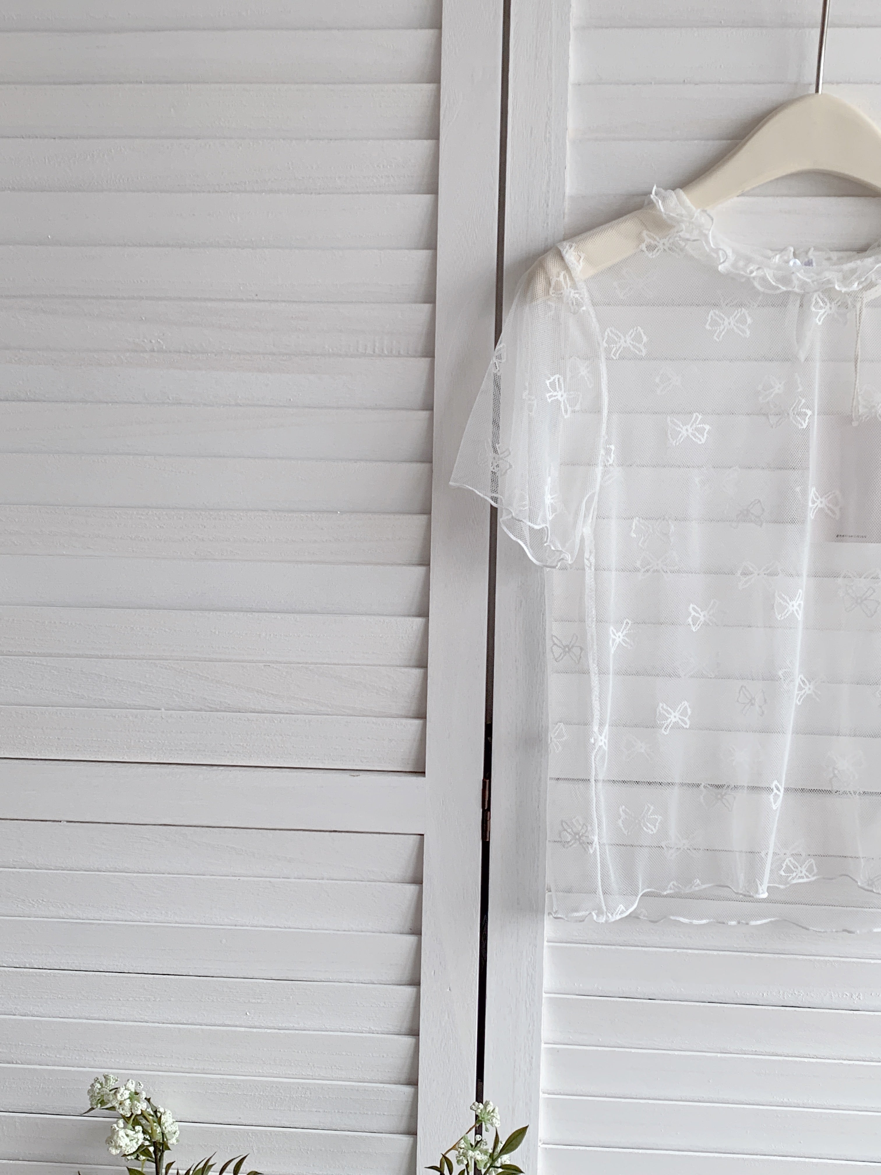 HELLO MILK TEE- 86645   網紗上衣