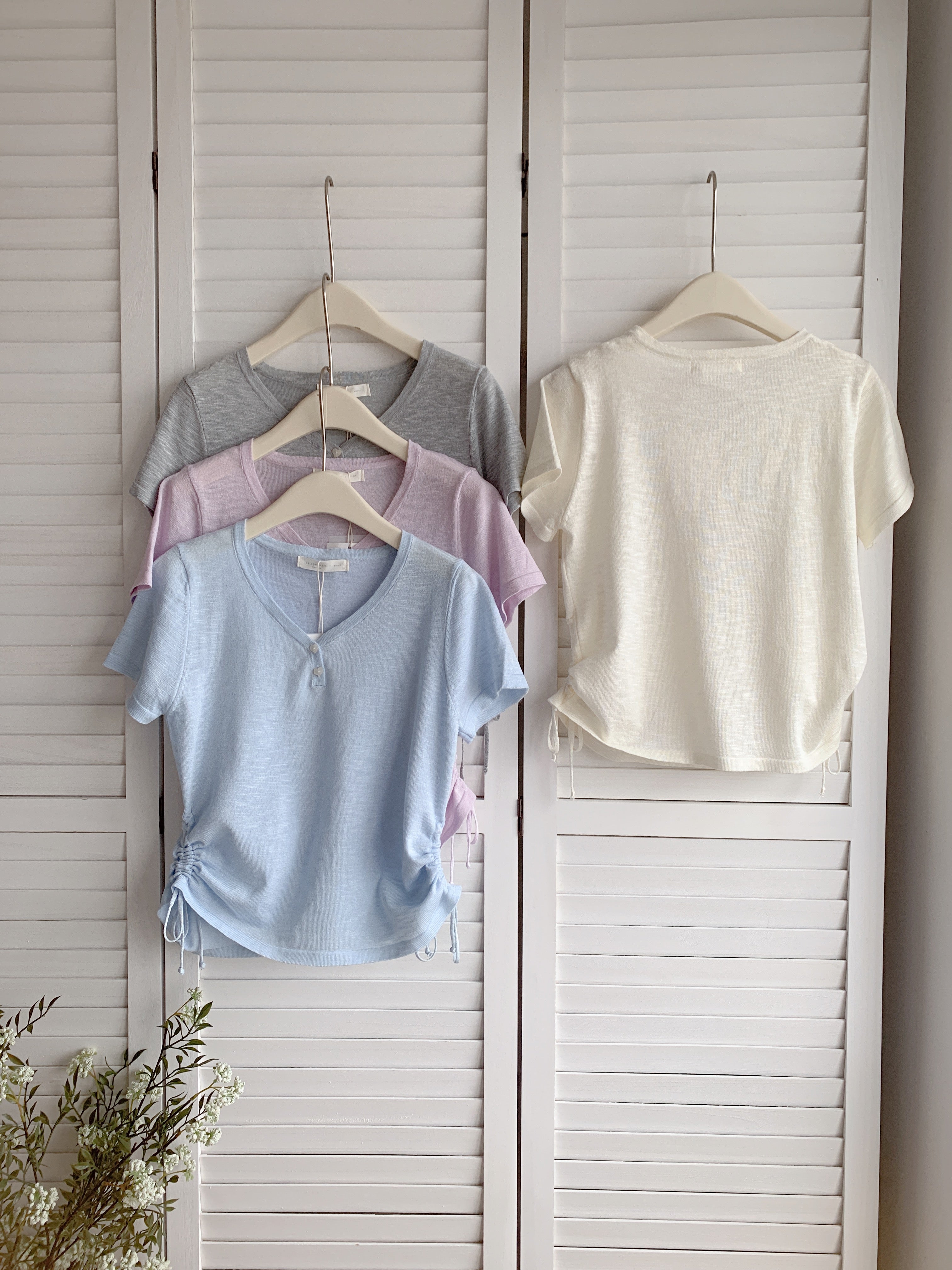HELLO MILK TEE- 86659   純色抽繩衫