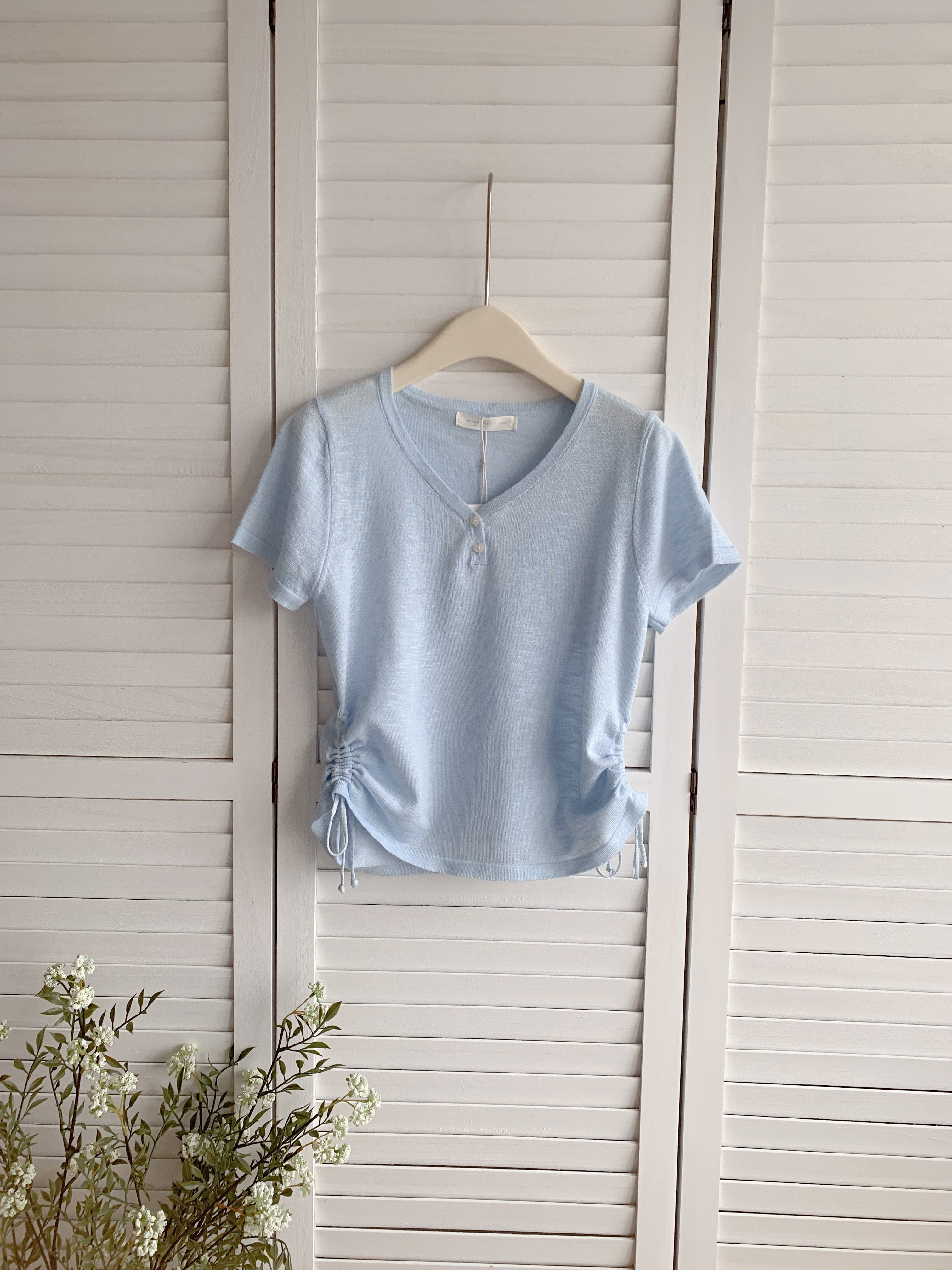 HELLO MILK TEE- 86659   純色抽繩衫