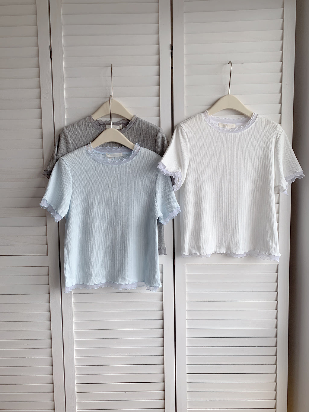 HELLO MILK TEE- 86684   網紗拼接衫