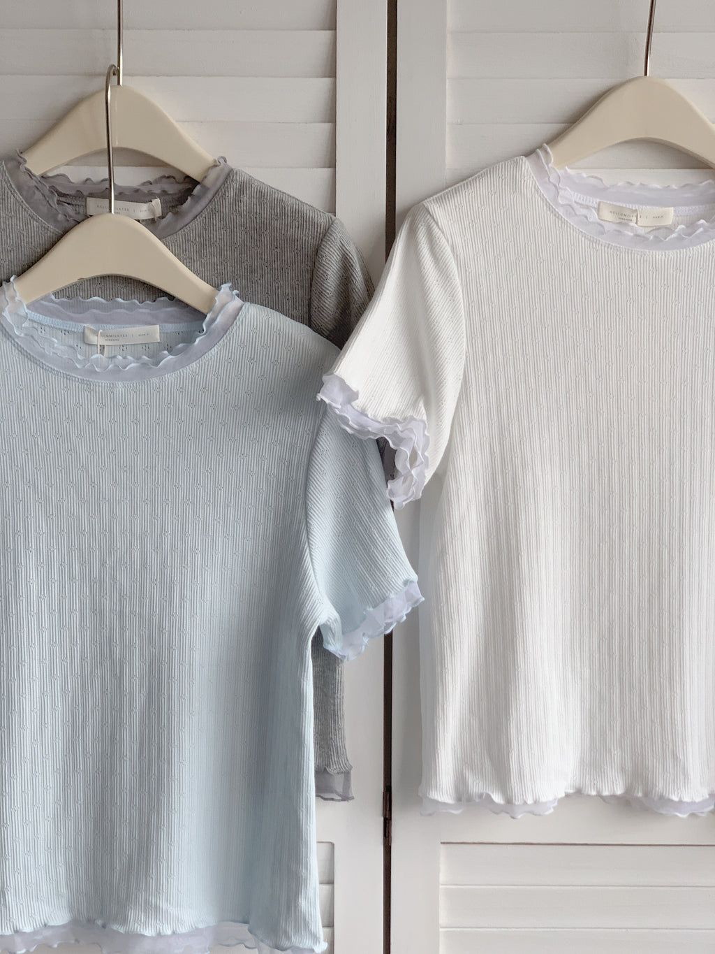 HELLO MILK TEE- 86684   網紗拼接衫