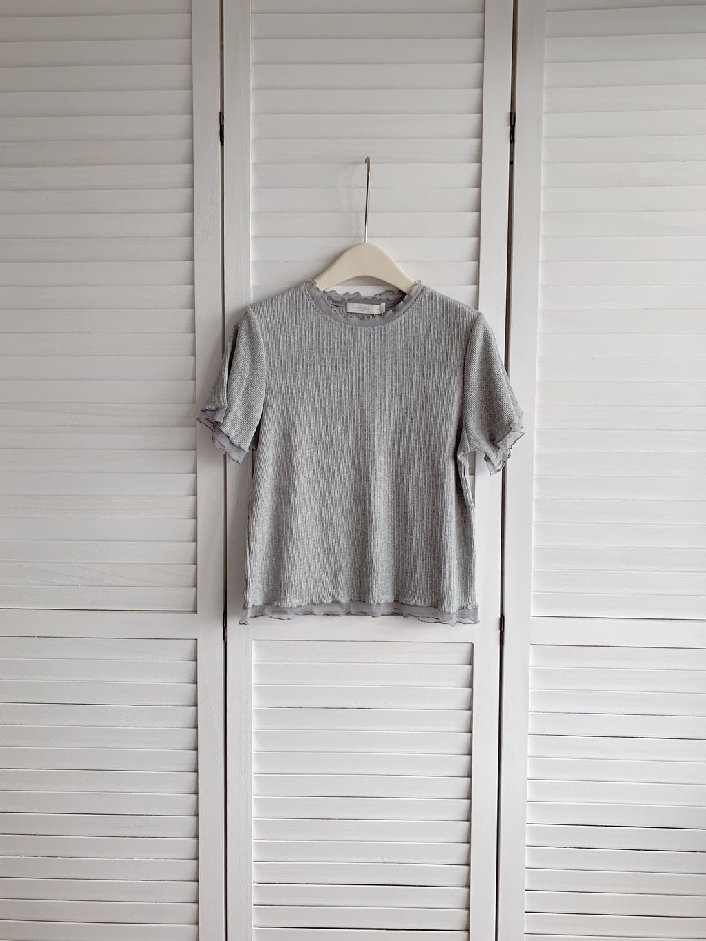 HELLO MILK TEE- 86684   網紗拼接衫