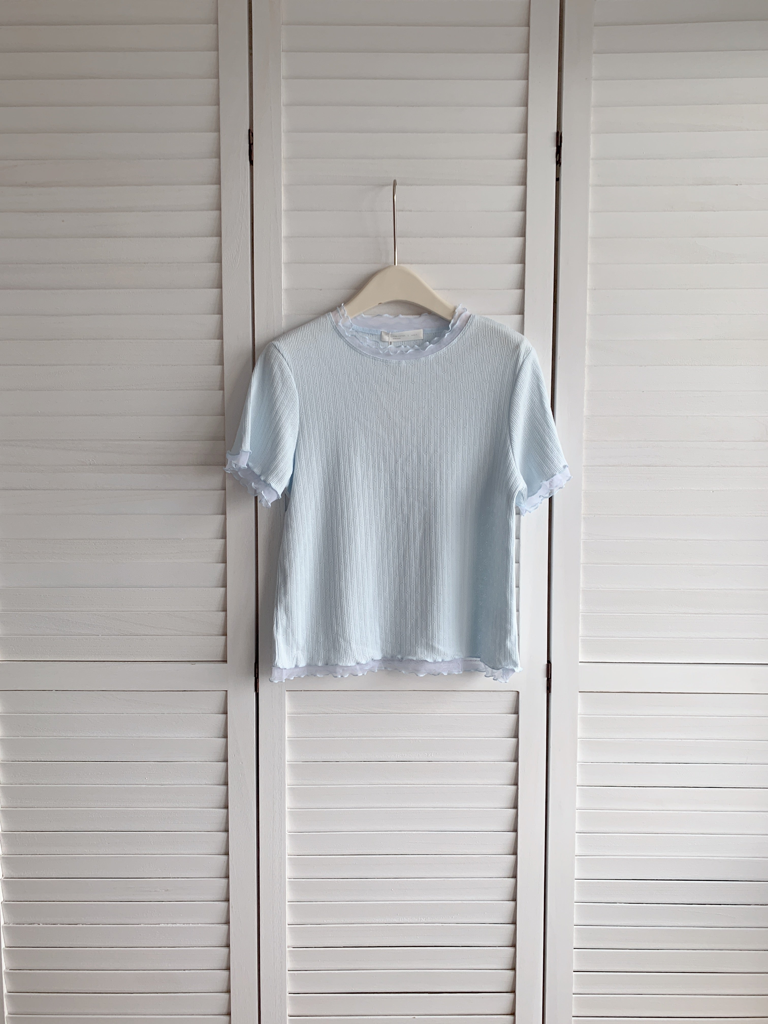 HELLO MILK TEE- 86684   網紗拼接衫