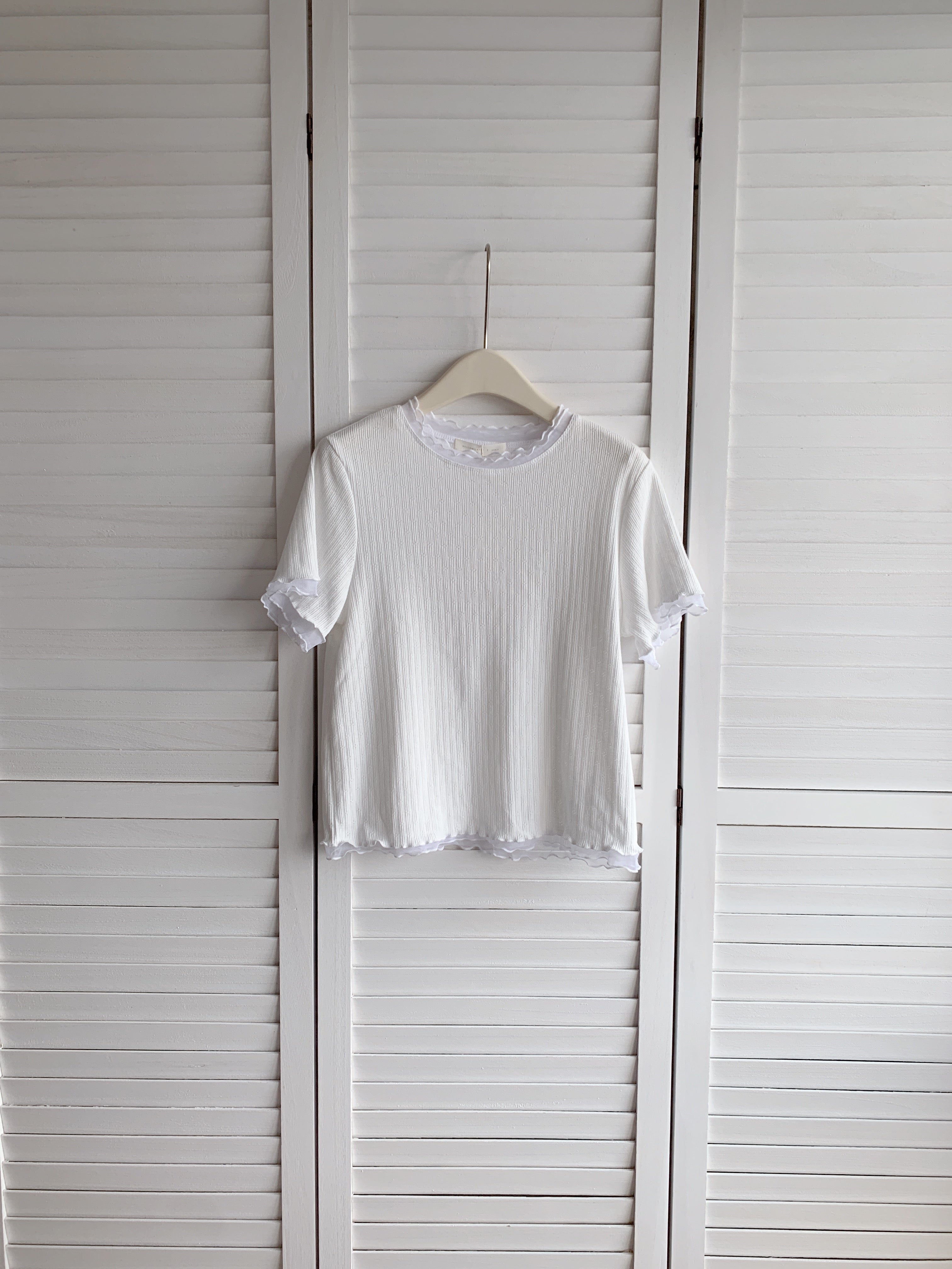 HELLO MILK TEE- 86684   網紗拼接衫