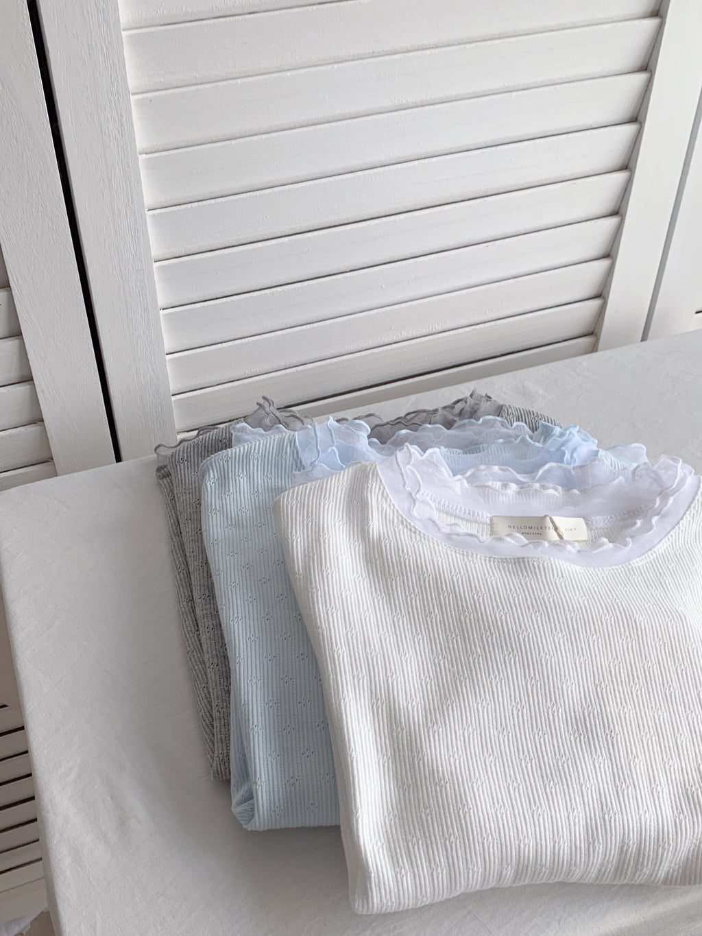 HELLO MILK TEE- 86684   網紗拼接衫