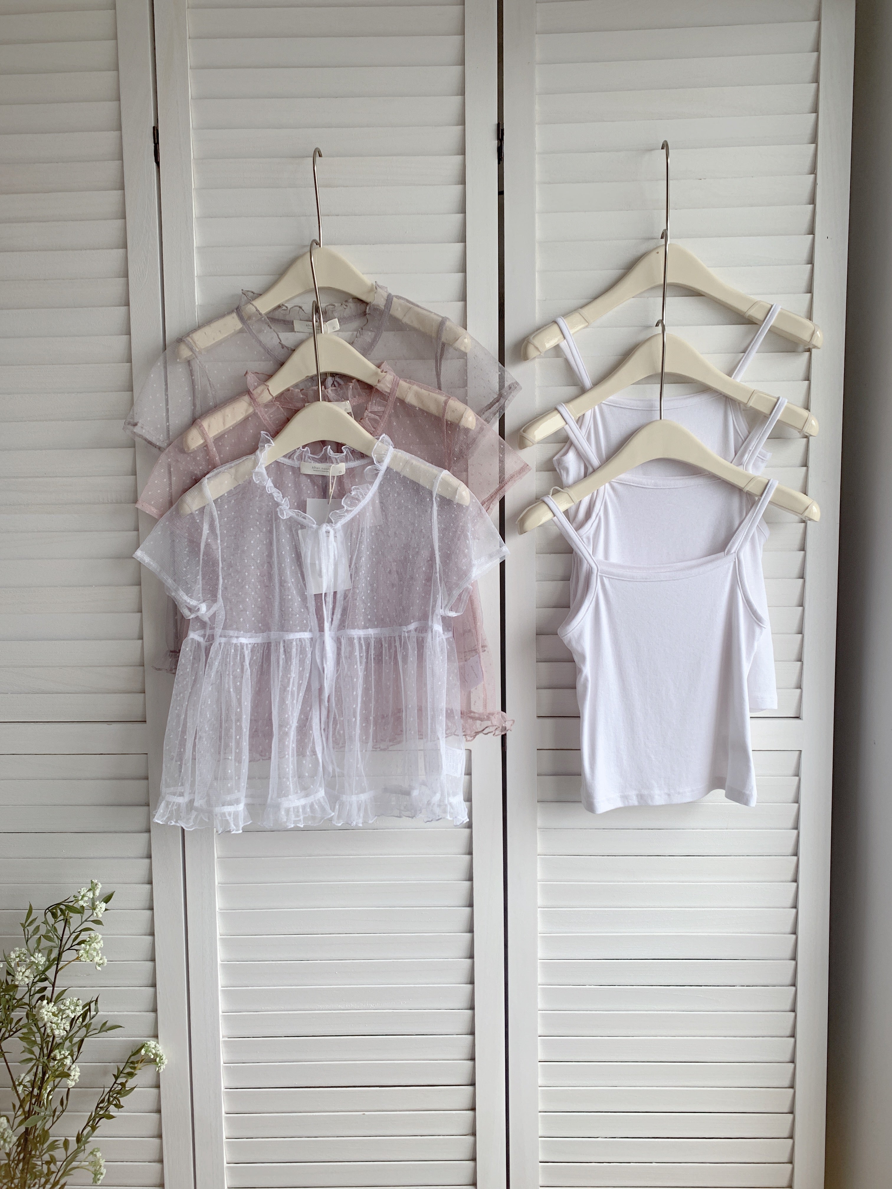 HELLO MILK TEE- 86694   網紗兩件套