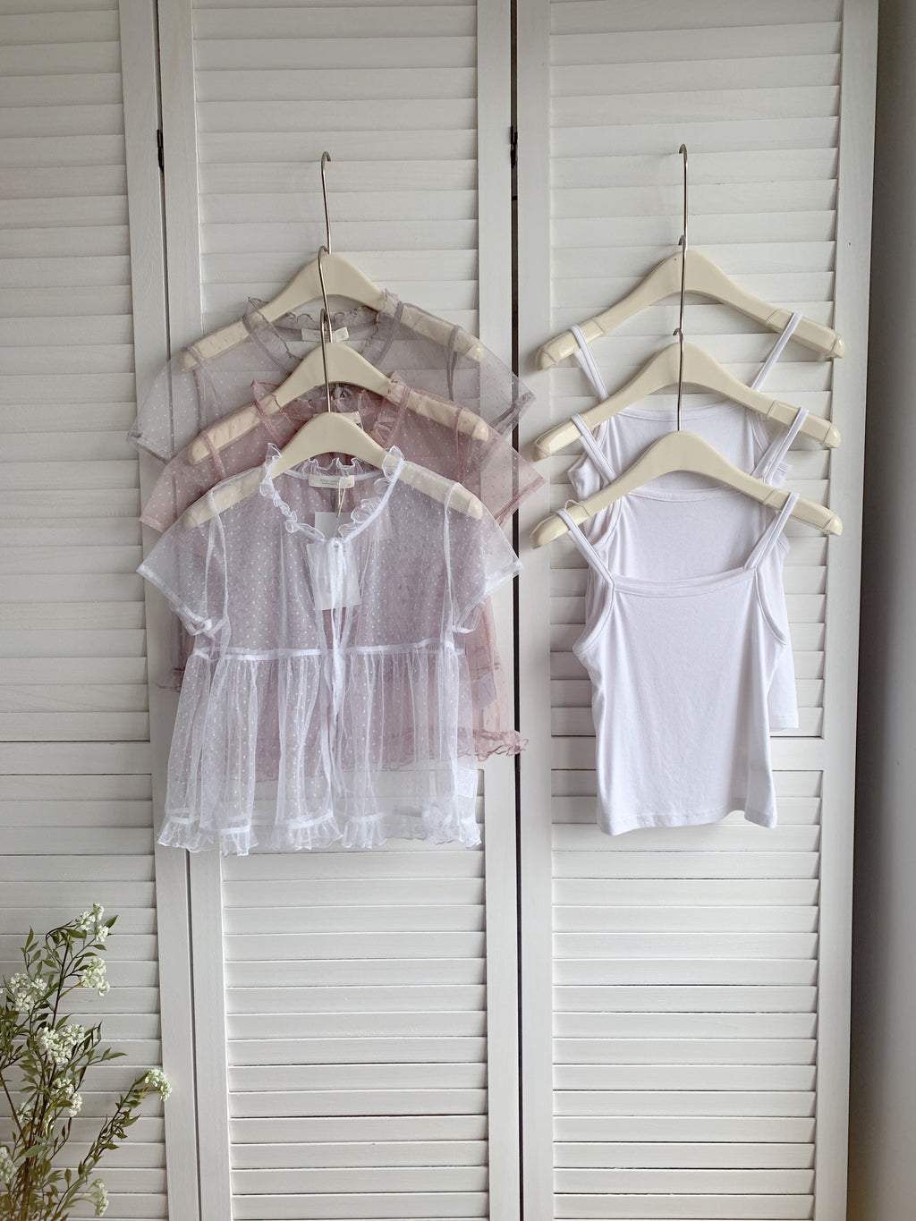 HELLO MILK TEE- 86694   網紗兩件套