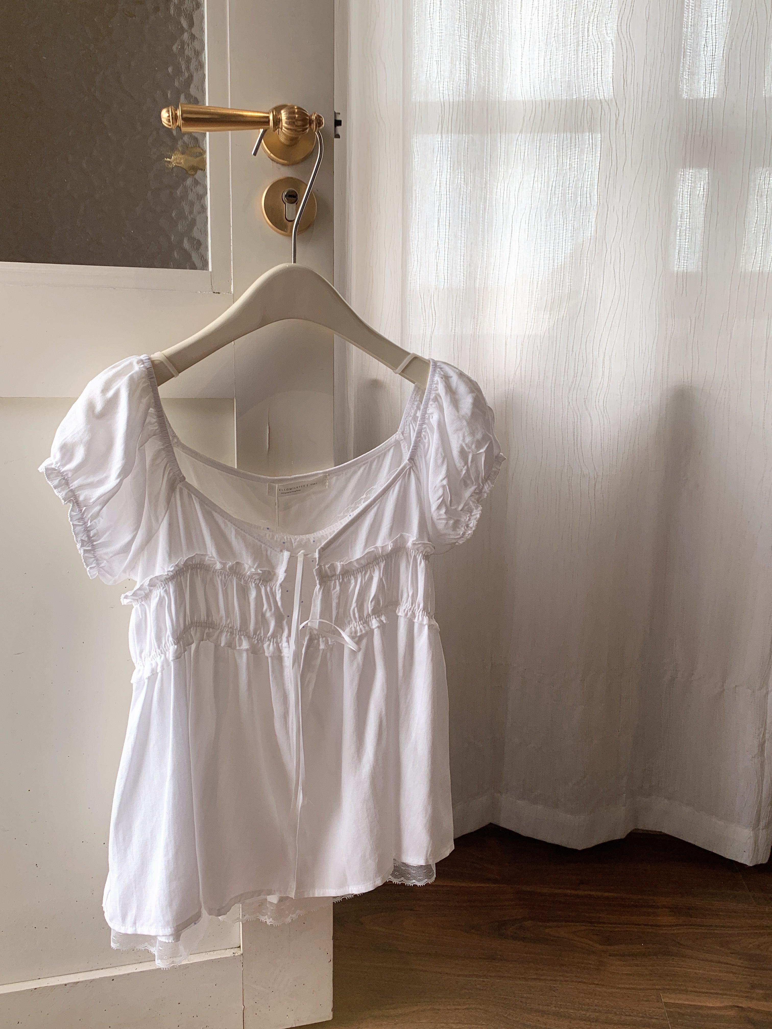 HELLO MILK TEE- 86705   假兩件小衫