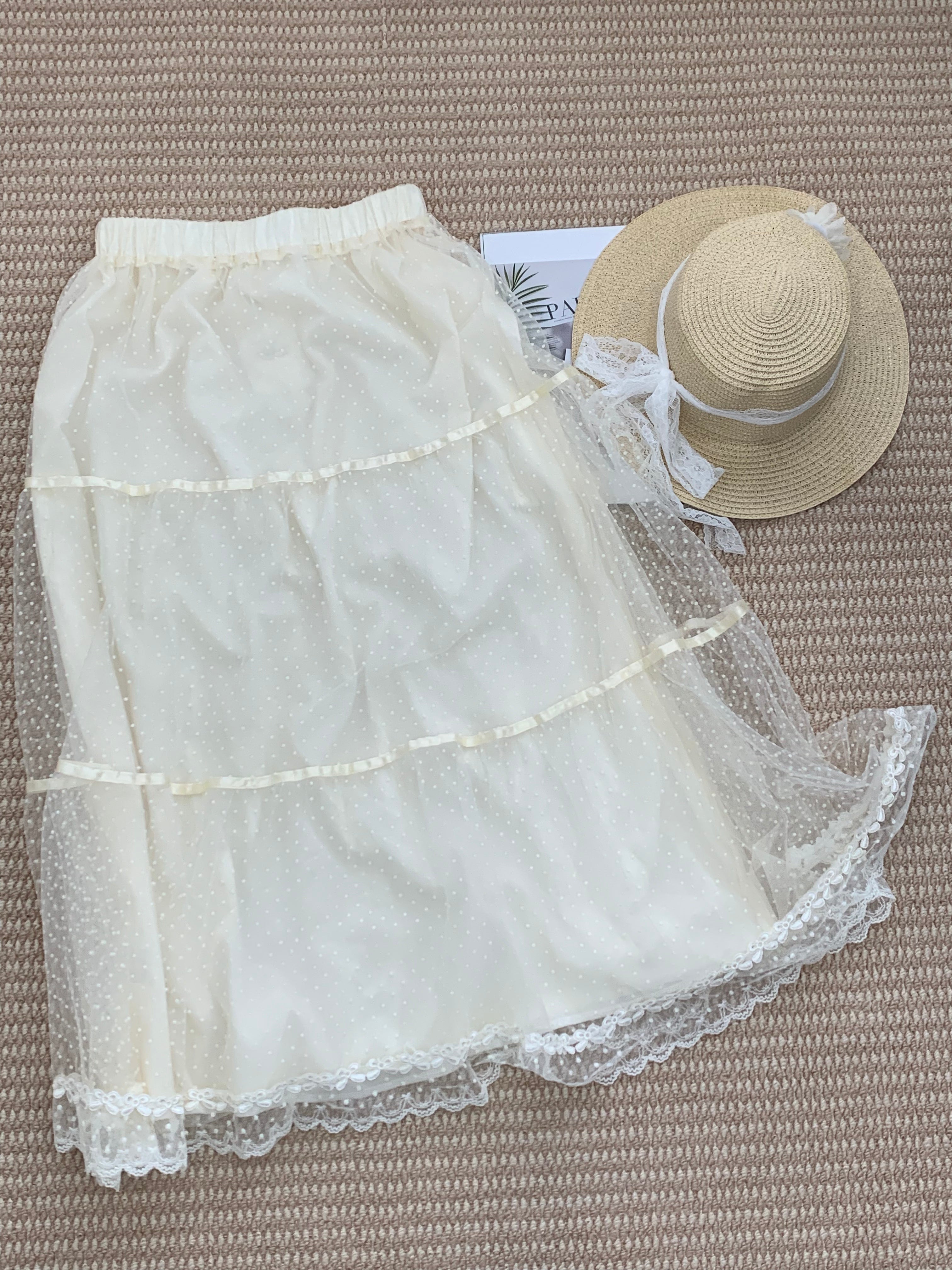 HELLO MILK TEE- 86720   蕾絲半裙