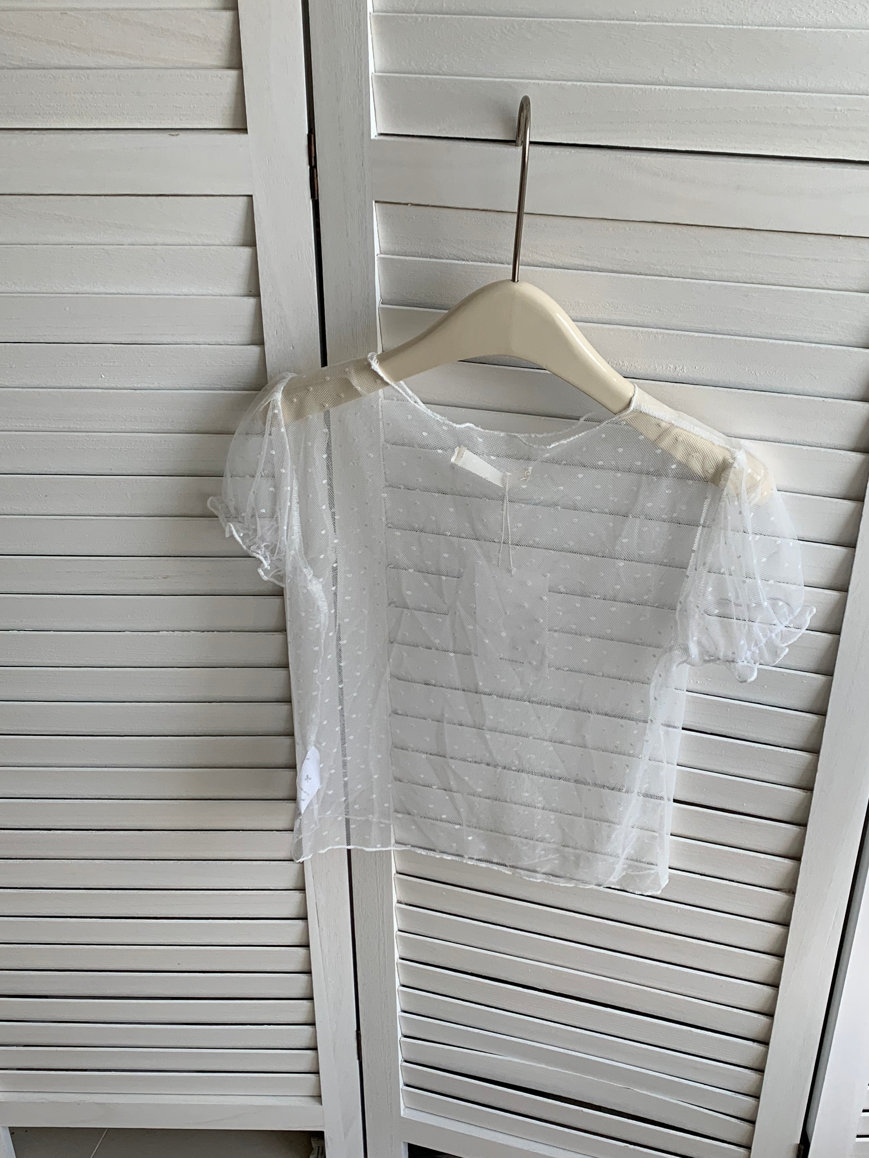 HELLO MILK TEE- 86742   百搭網紗衫