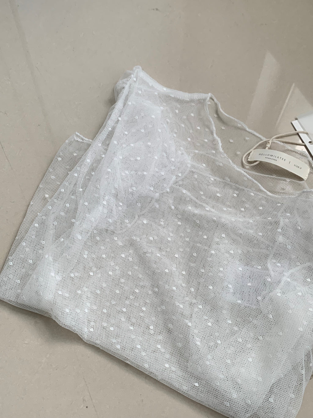 HELLO MILK TEE- 86742   百搭網紗衫