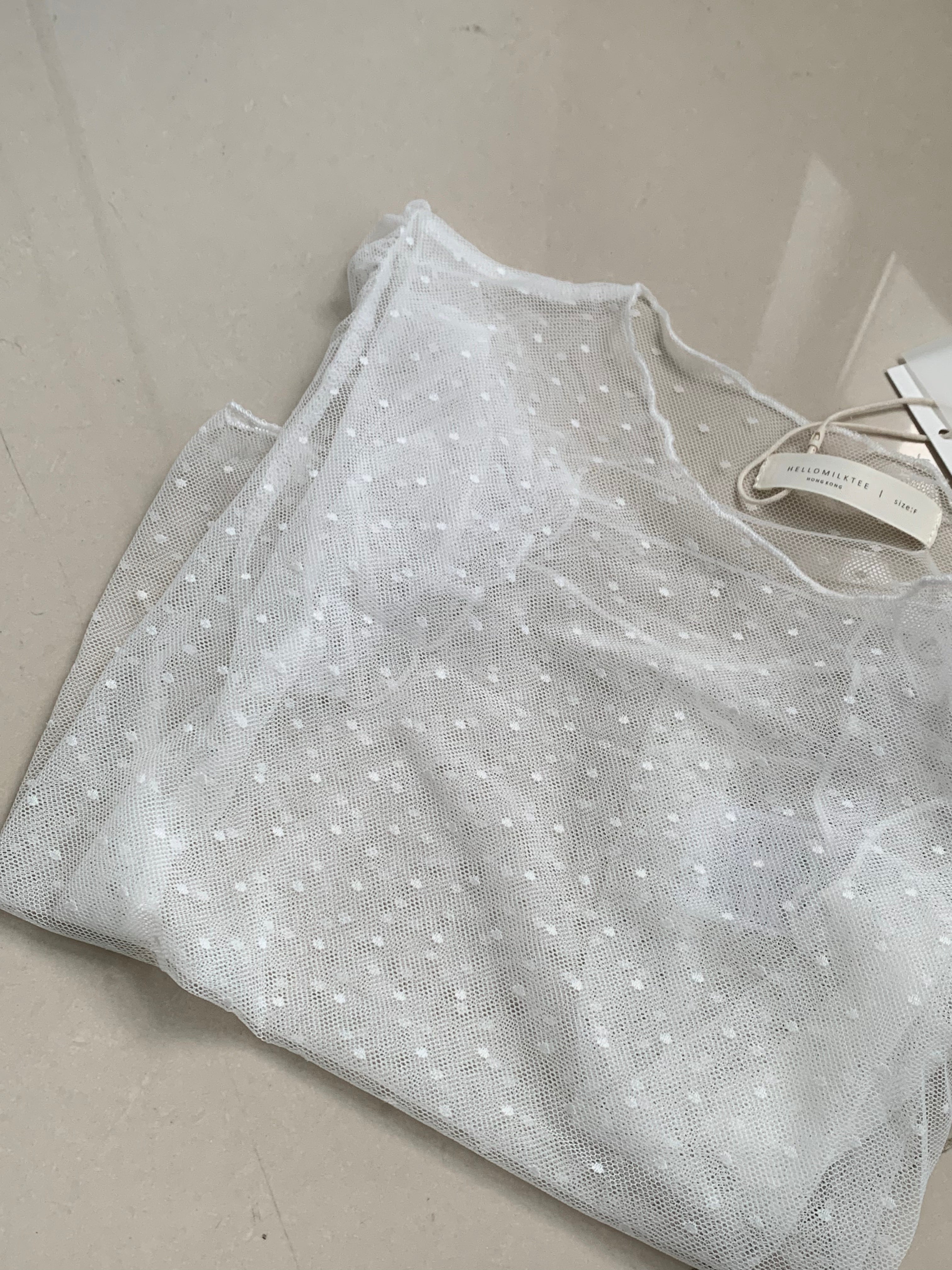 HELLO MILK TEE- 86742   百搭網紗衫