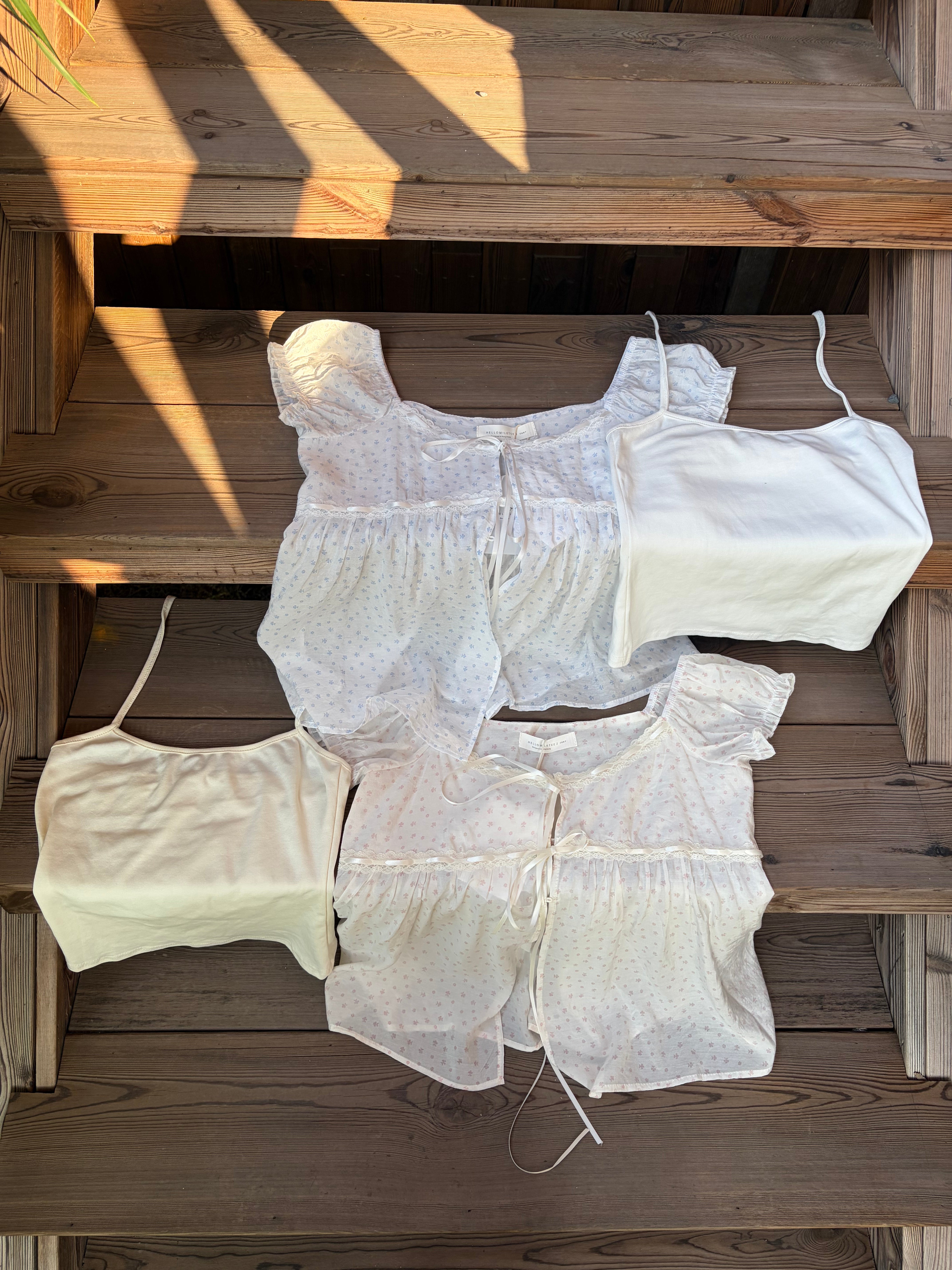 HELLO MILK TEE- 86711   綁帶兩件套