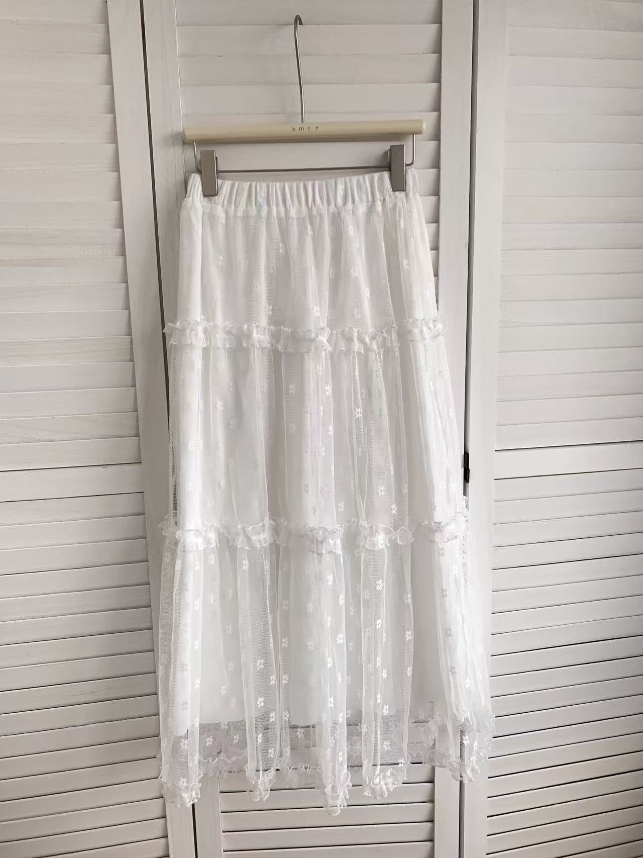 HELLO MILK TEE- 86725   韓系花邊半裙