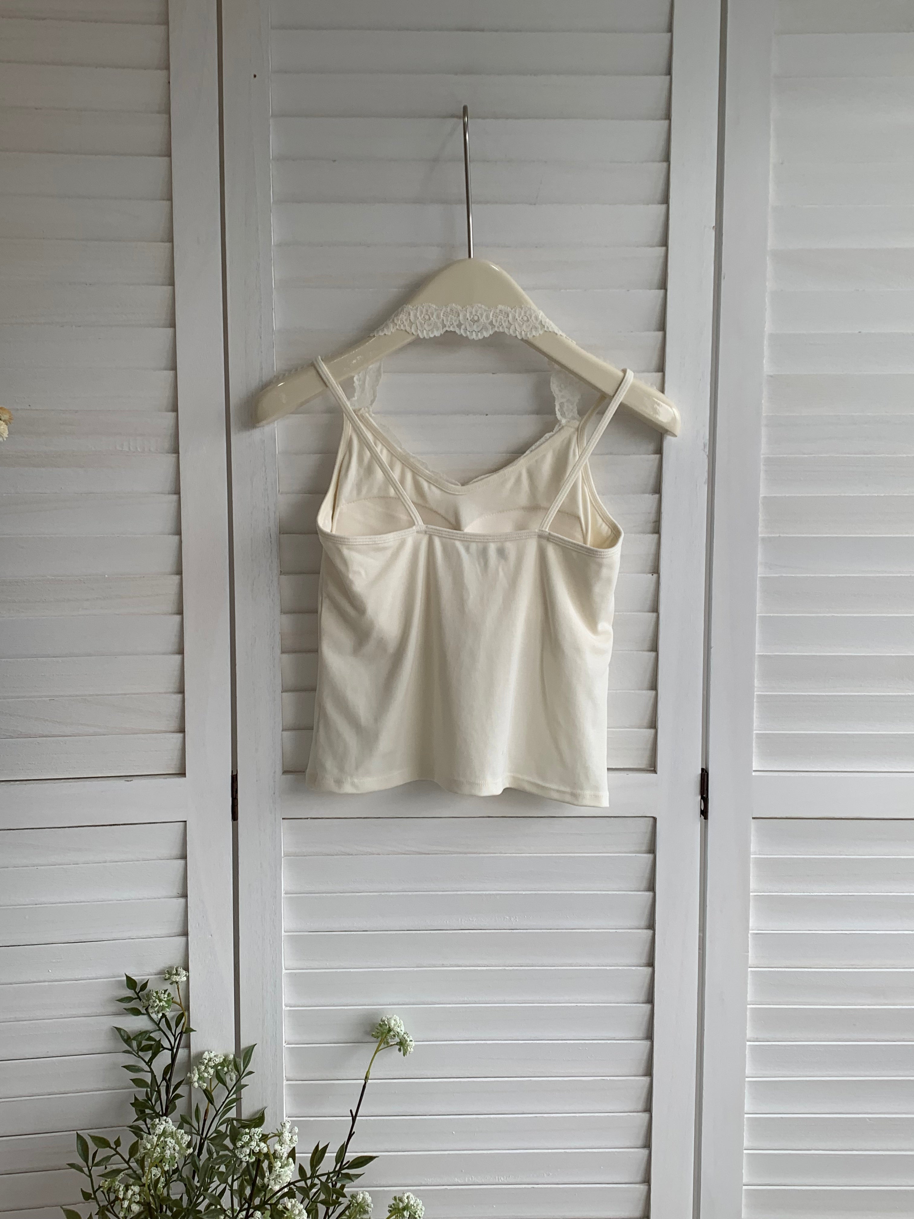 HELLO MILK TEE- 86787   掛脖蕾絲衫