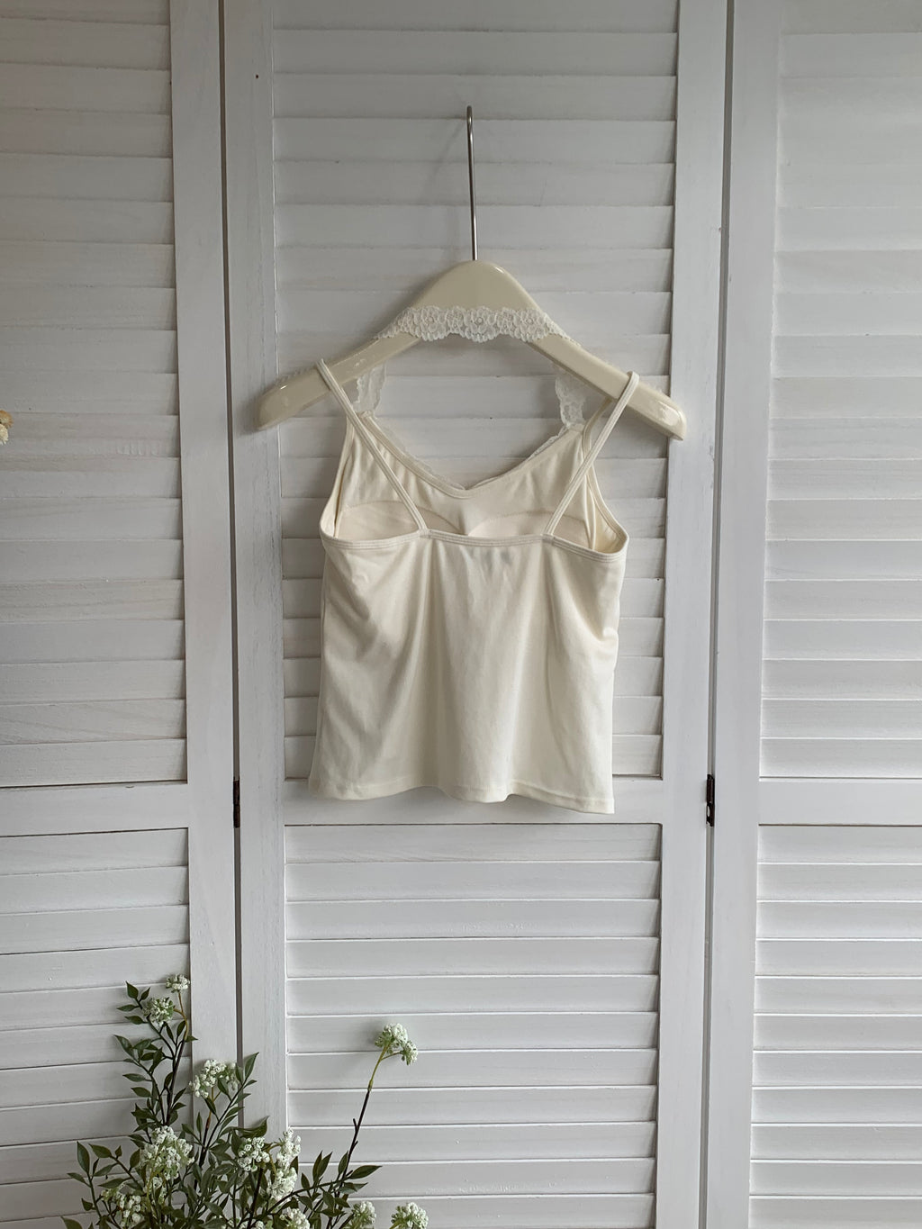 HELLO MILK TEE- 86787   掛脖蕾絲衫