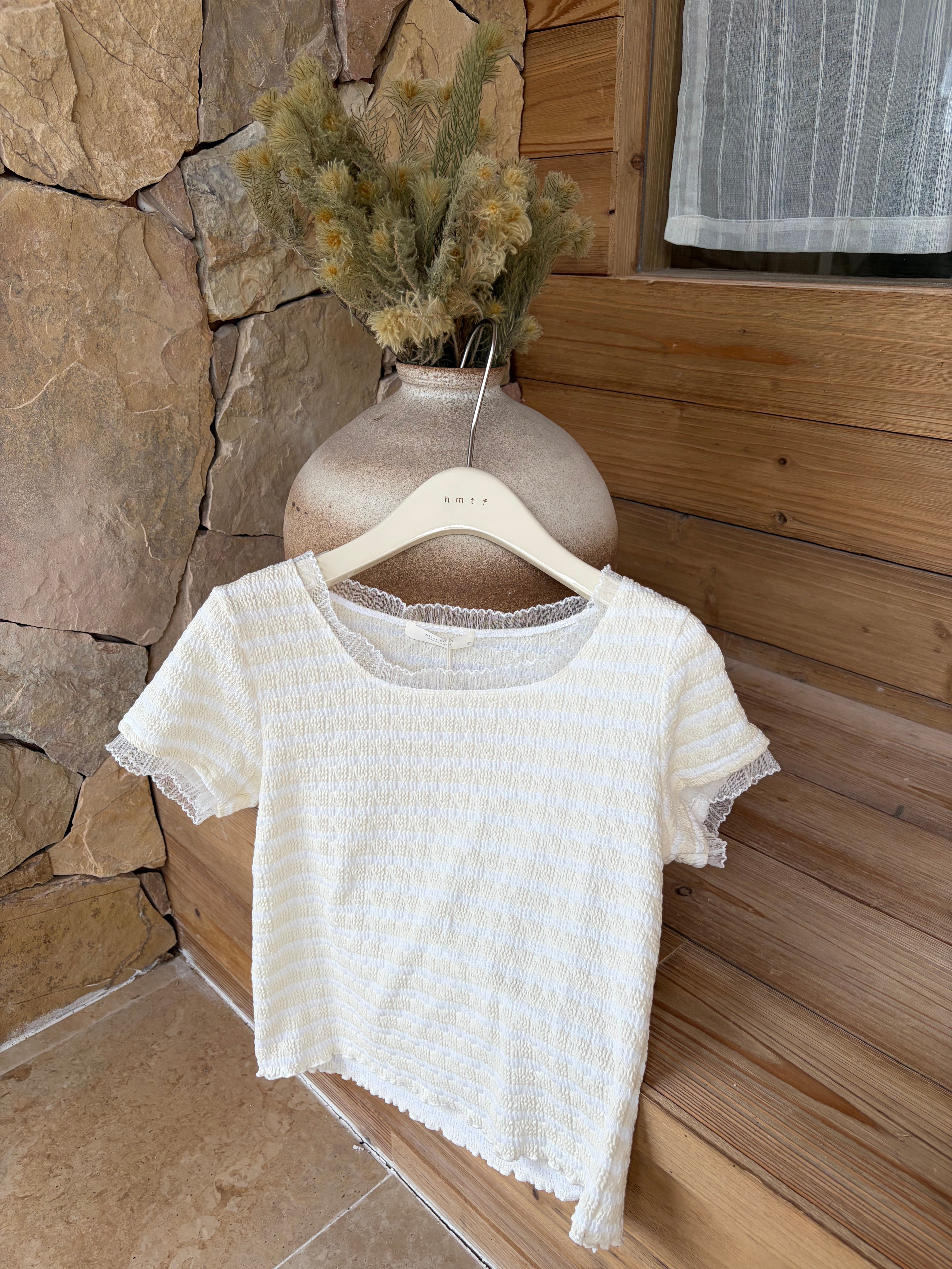 HELLO MILK TEE- 86770   條紋小衫