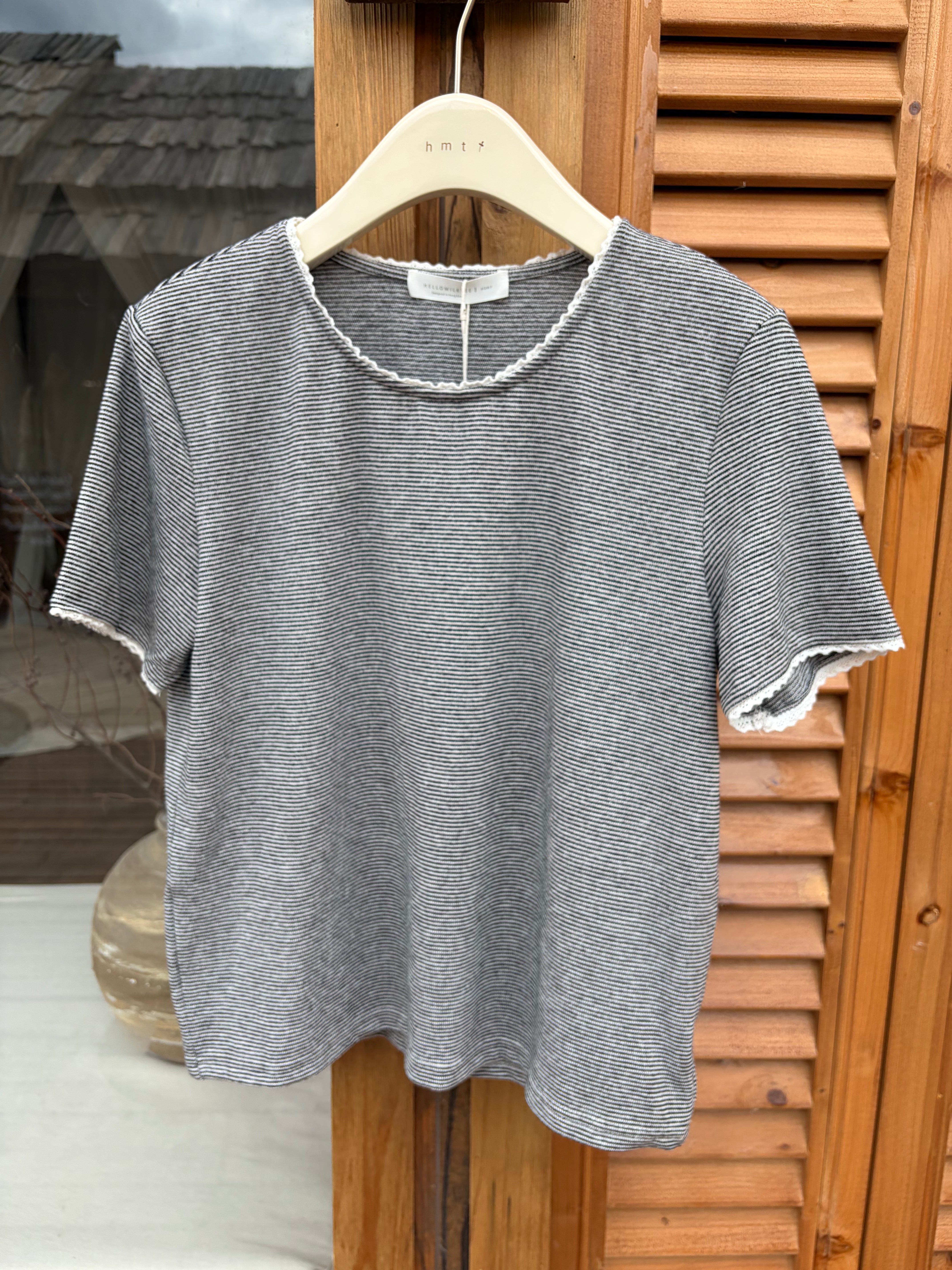 HELLO MILK TEE- 86829   花邊短袖衫