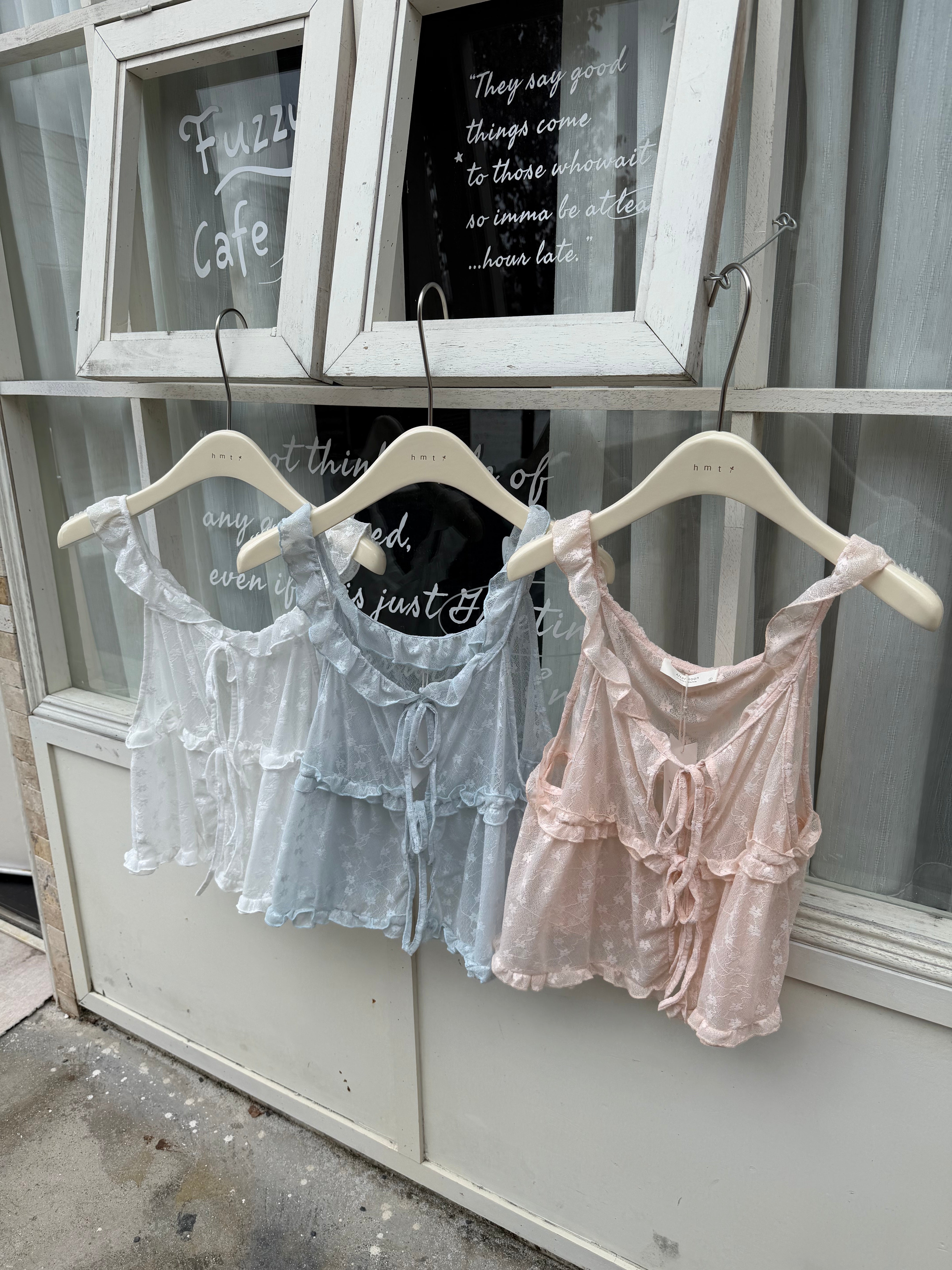 HELLO MILK TEE- 86768   韓系綁帶衫