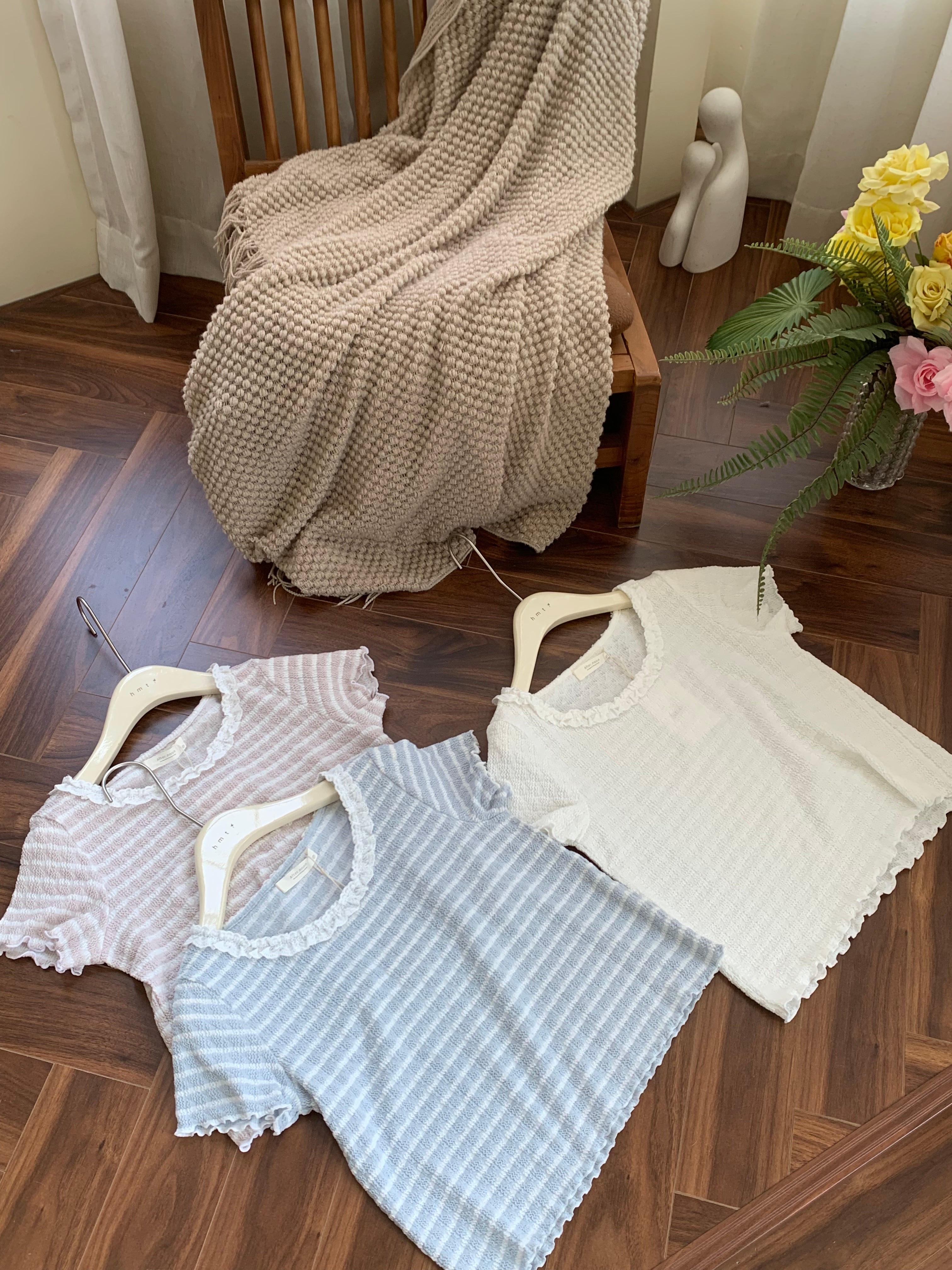 HELLO MILK TEE- 86864   花邊小衫