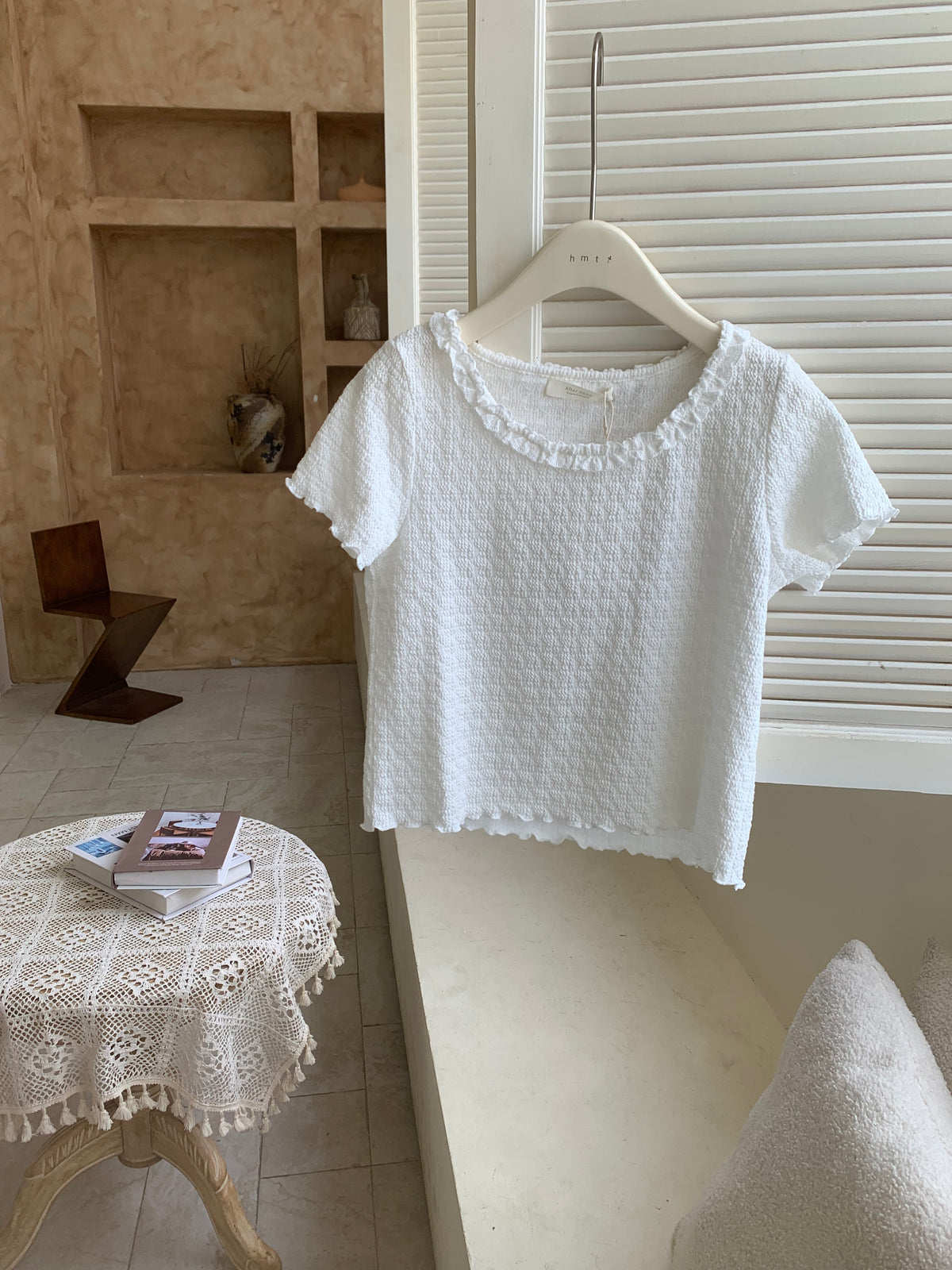 HELLO MILK TEE- 86864   花邊小衫