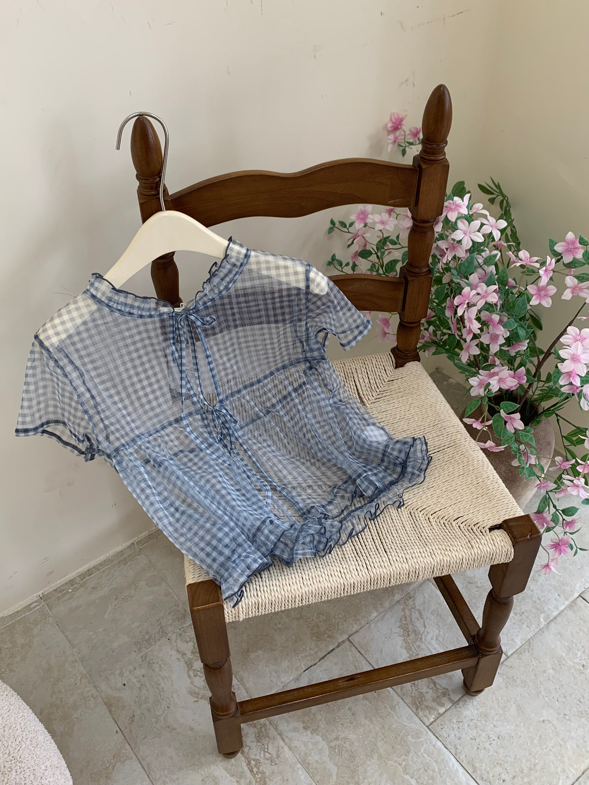 HELLO MILK TEE- 86868   網紗上衣