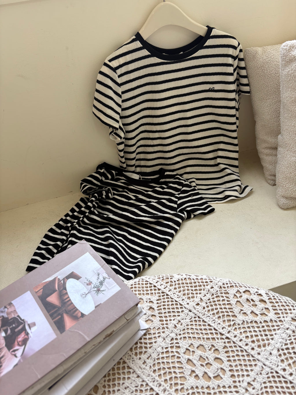HELLO MILK TEE- 86842   圓領條紋衫