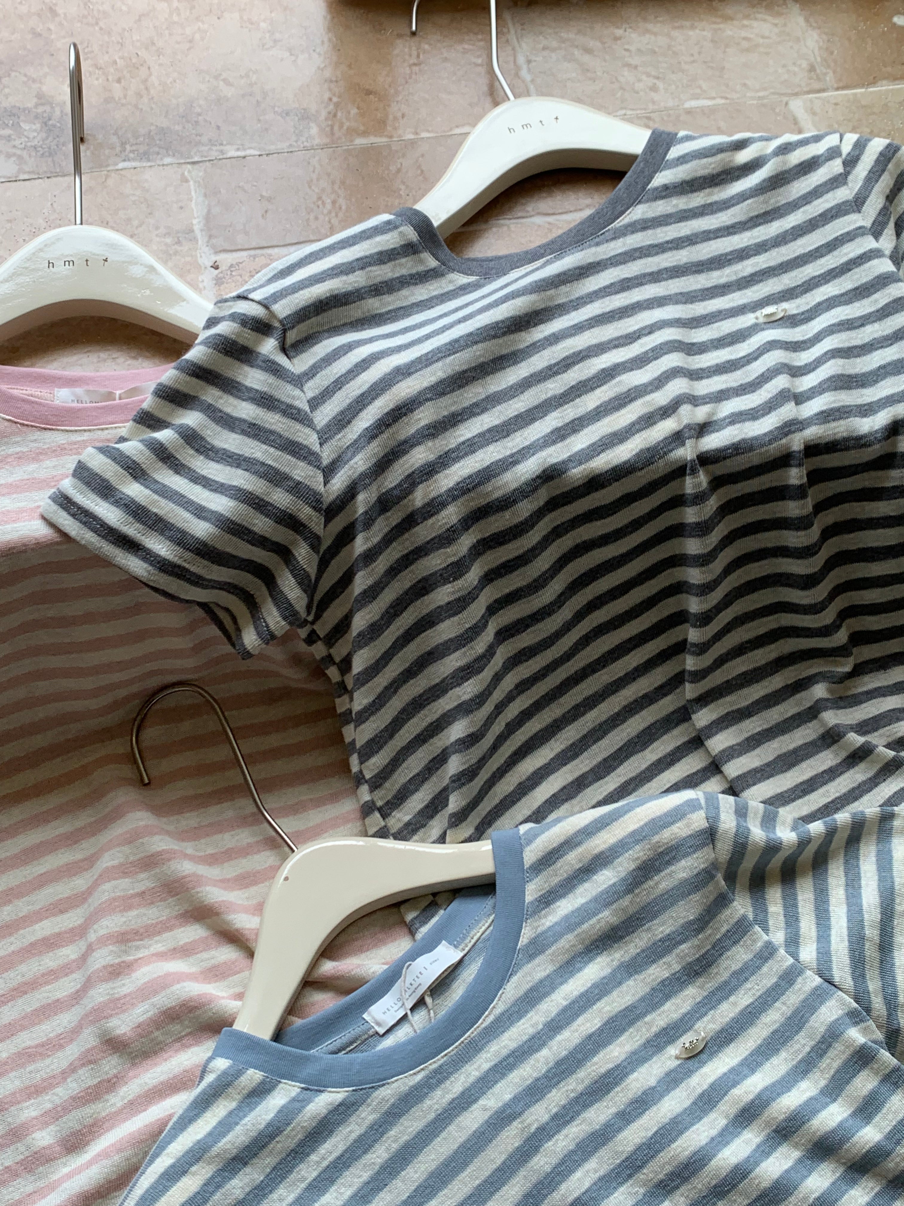HELLO MILK TEE- 86878   條紋圓領衫
