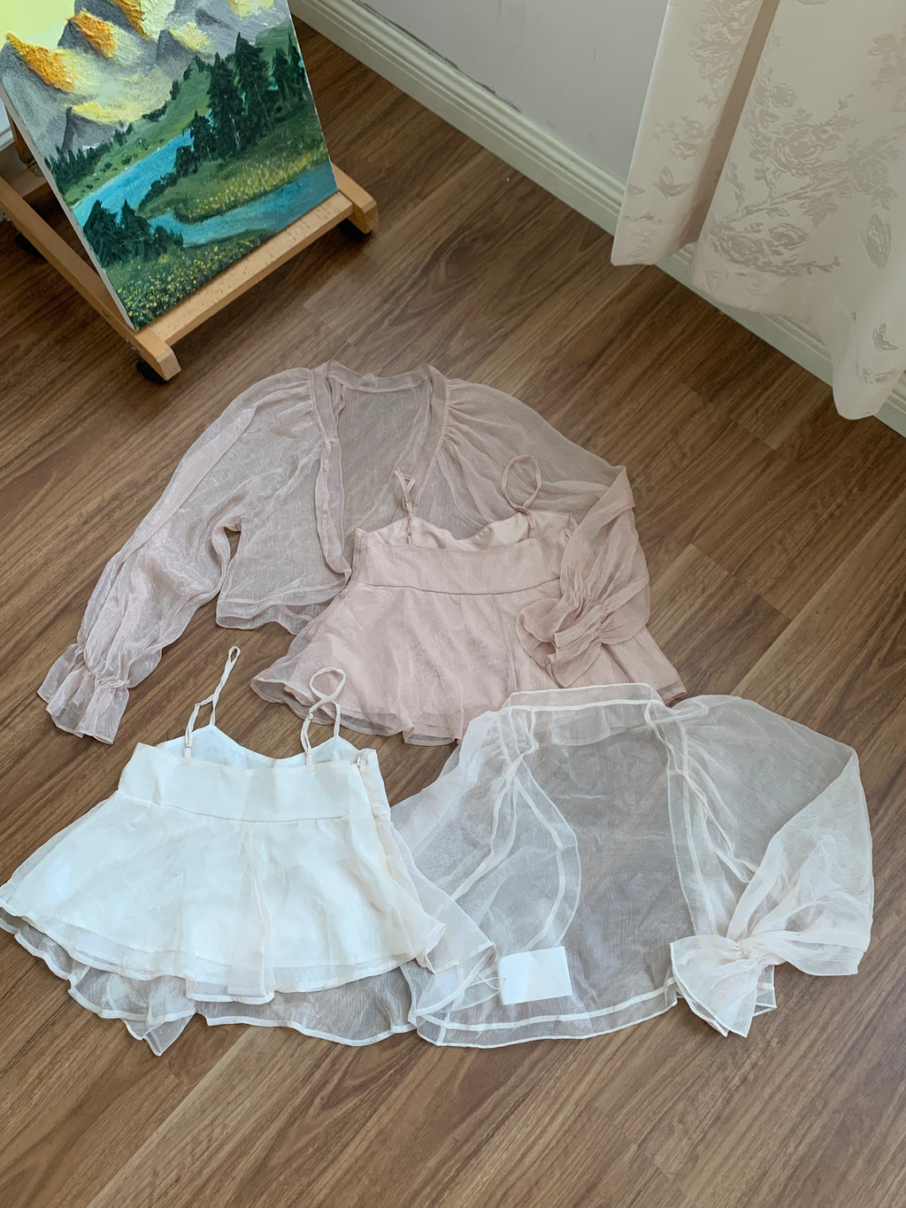 HELLO MILK TEE- 86843   法式兩件套