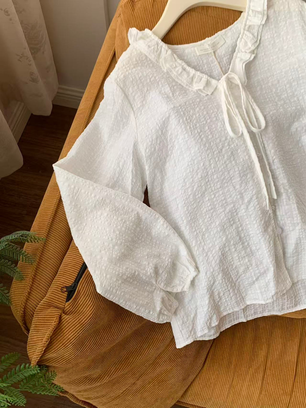 HELLO MILK TEE- 86907 荷葉邊小衫
