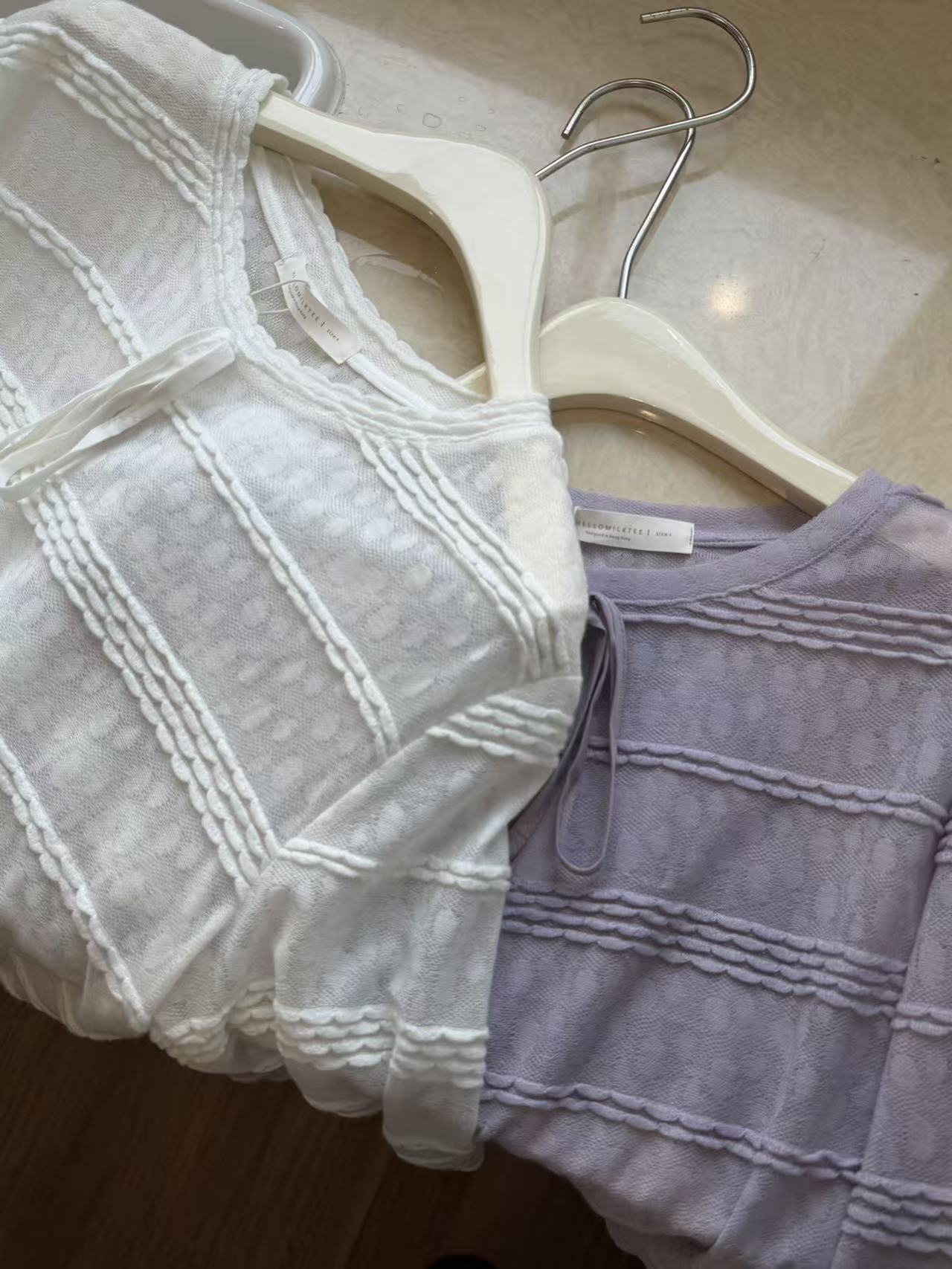 HELLO MILK TEE- 86912 提花小衫