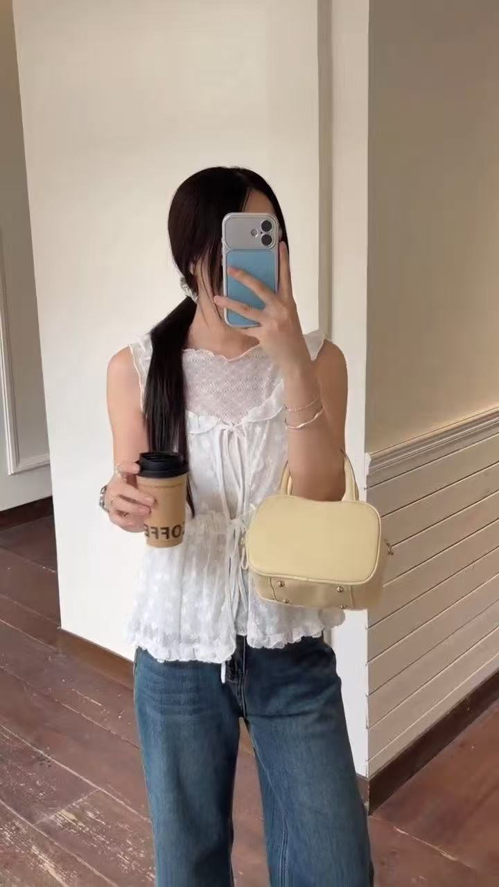 HELLO MILK TEE- 86776   波邊背心衫