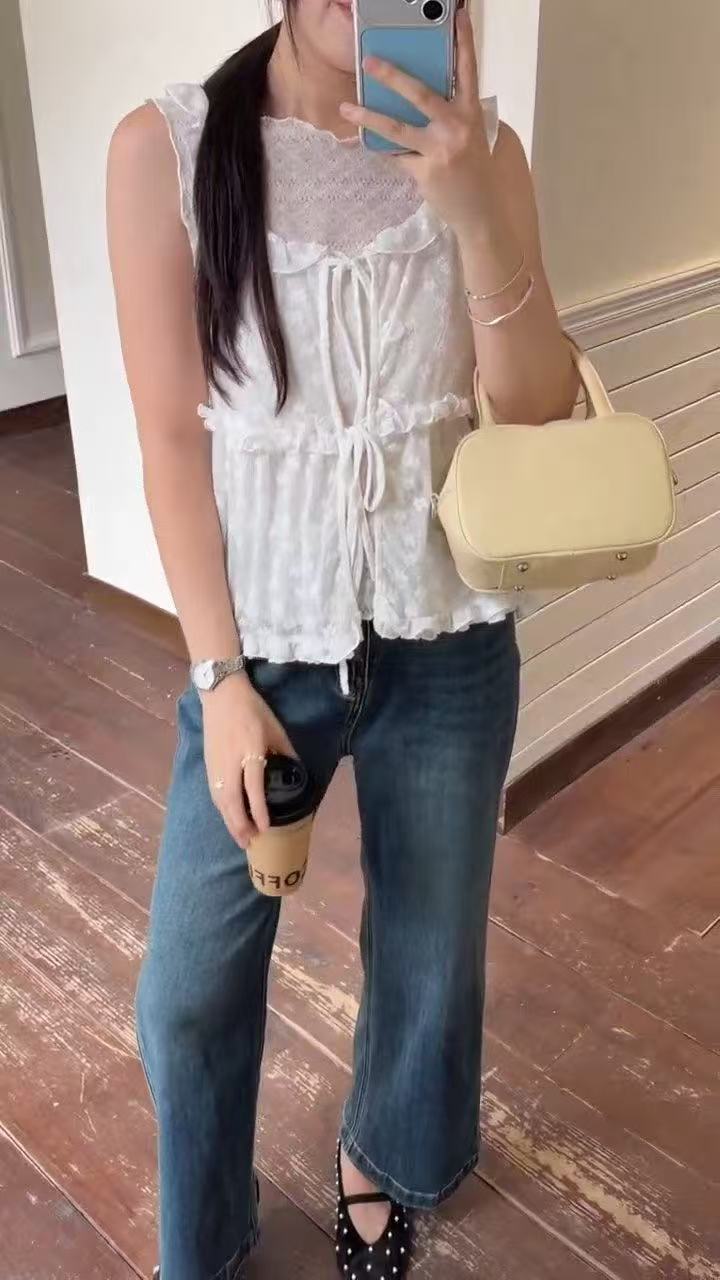 HELLO MILK TEE- 86776   波邊背心衫