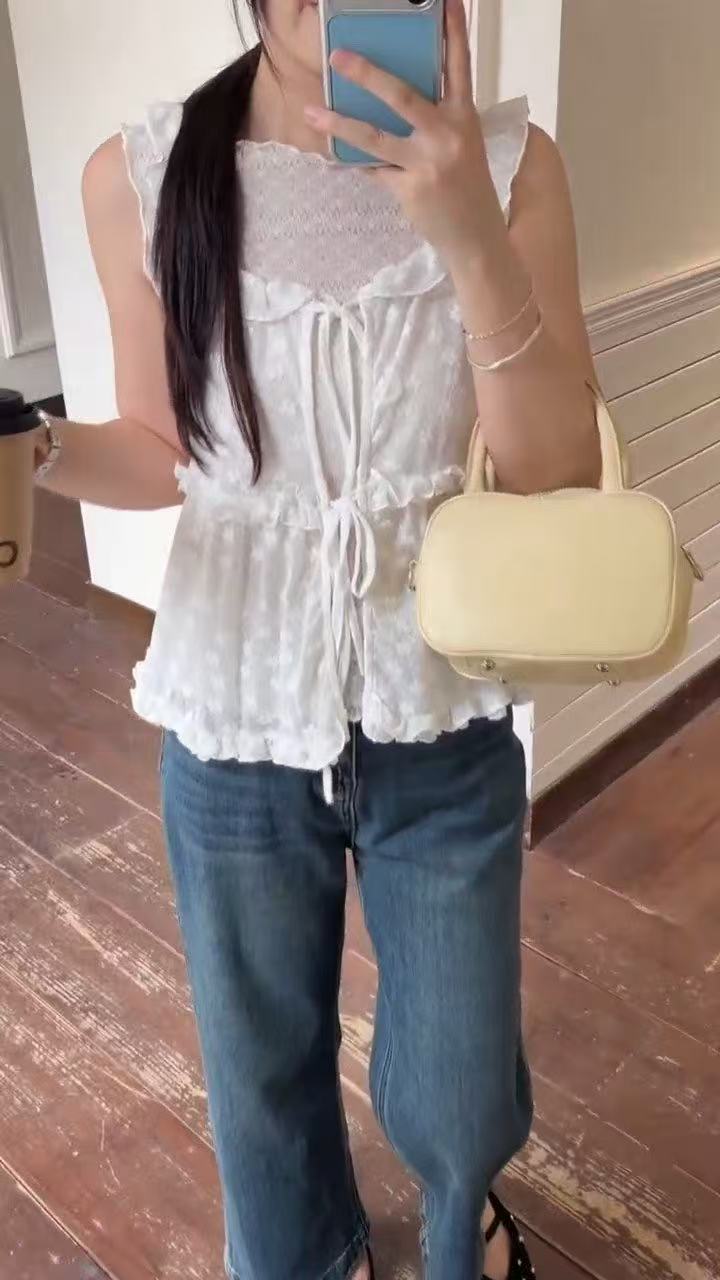 HELLO MILK TEE- 86776   波邊背心衫