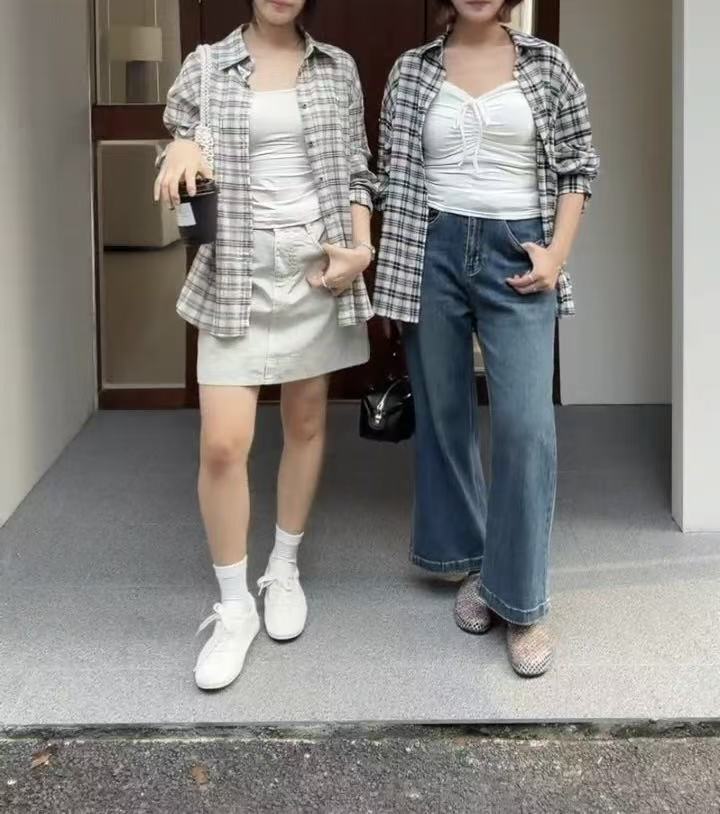 HELLO MILK TEE- 86832   格子襯衫
