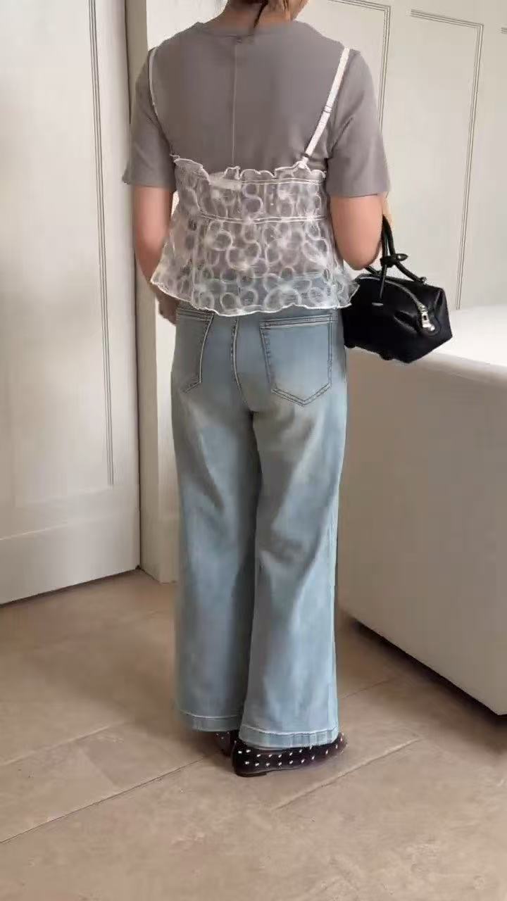 HELLO MILK TEE- 86825   直筒牛仔褲
