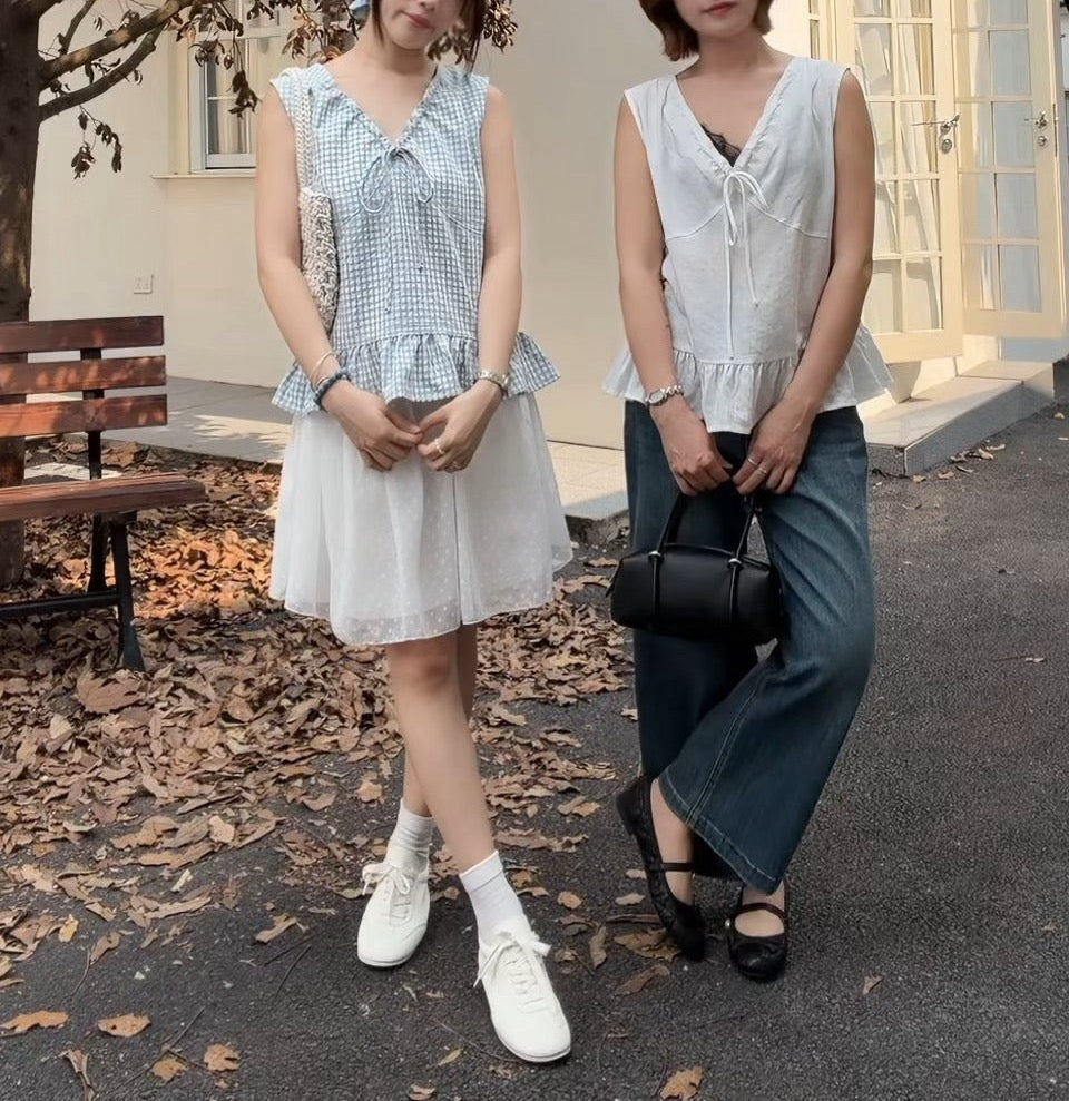 HELLO MILK TEE- 86780   蕾絲吊帶