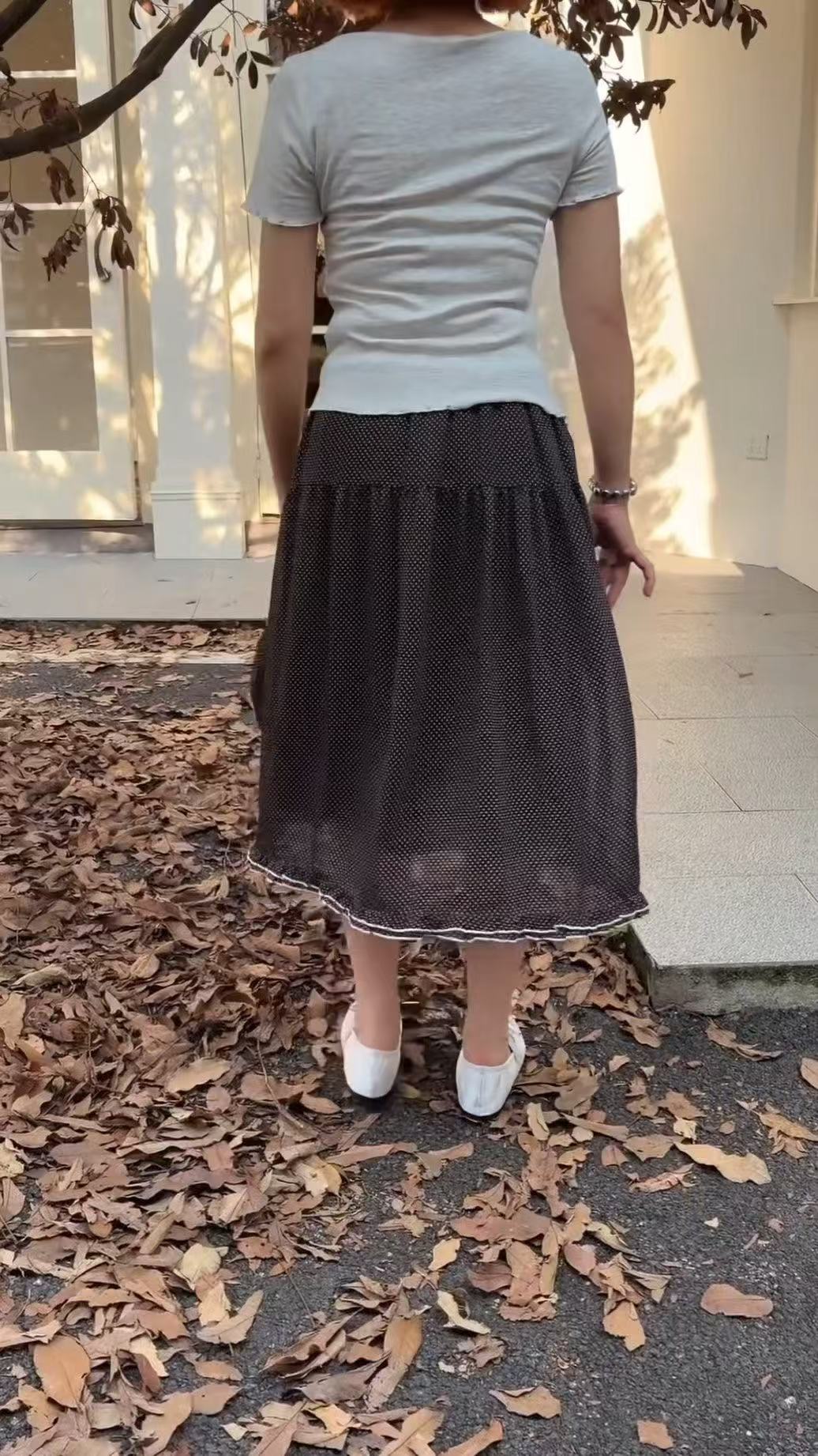 HELLO MILK TEE- 86854   波點半裙
