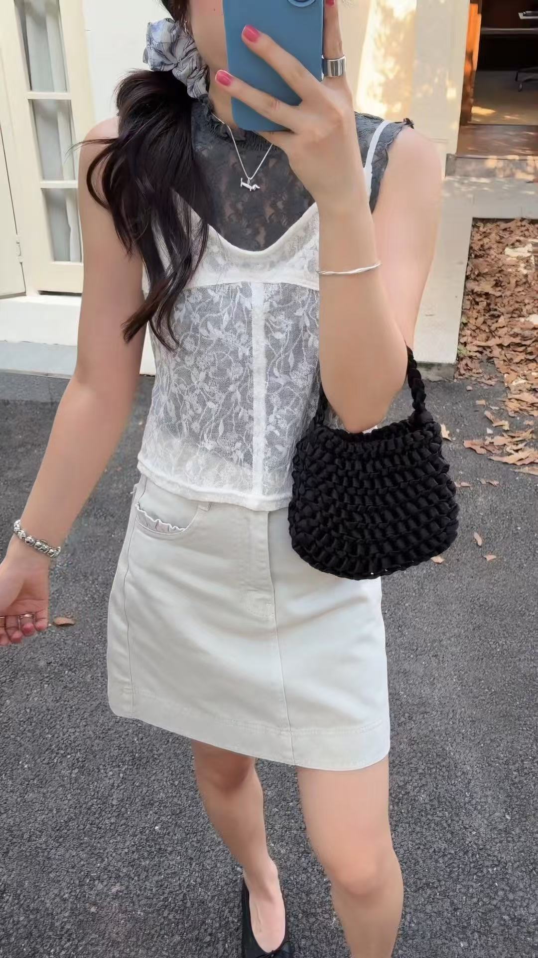 HELLO MILK TEE- 86847   提花吊帶