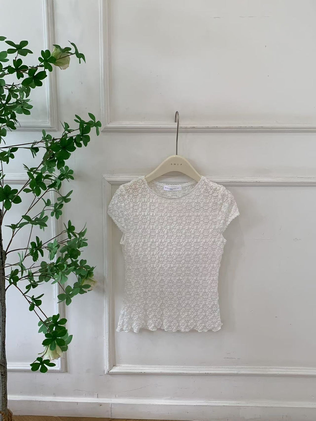 HELLO MILK TEE- 86929 短袖花邊衫